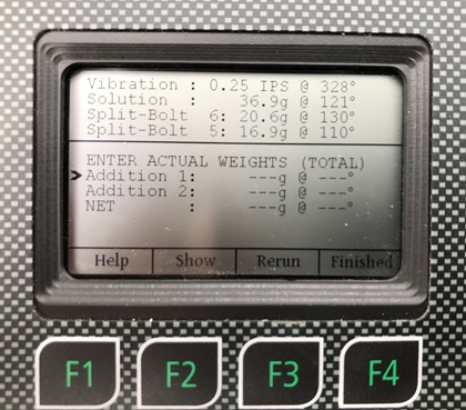 The DynaVibe GX3 steps the user through an iterative process, determining exactly where and how much weight to add.  Photo courtesy of Jeff Simon.