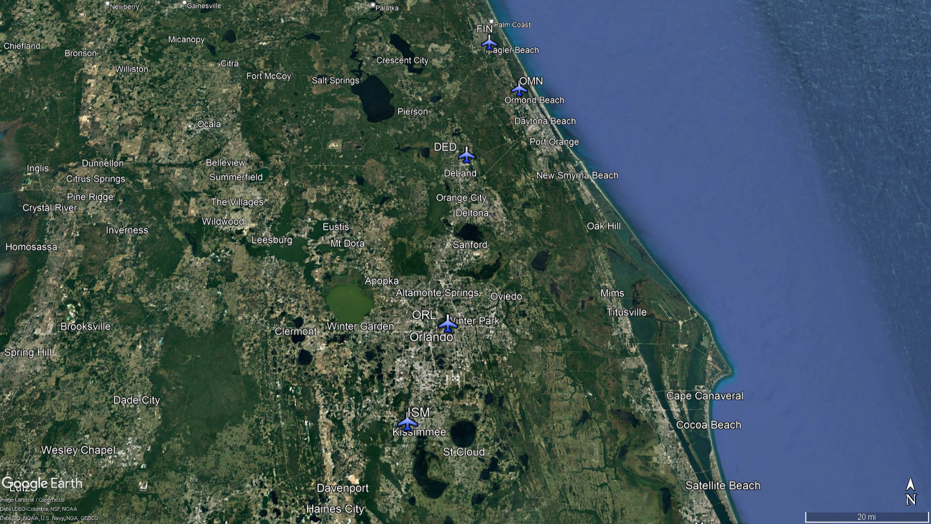 Five Florida airports may soon impose automated landing fees. Google Earth image.