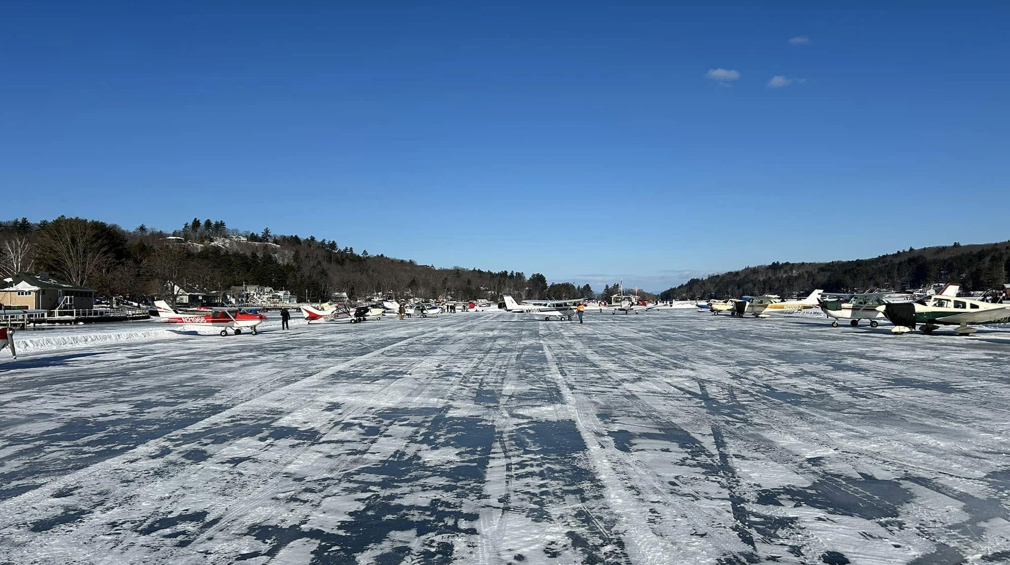 Aircraft converged on Alton Bay Seaplane Base in droves on January 25, setting a record with 164 arrivals. Photo courtesy of Jason Leavitt.