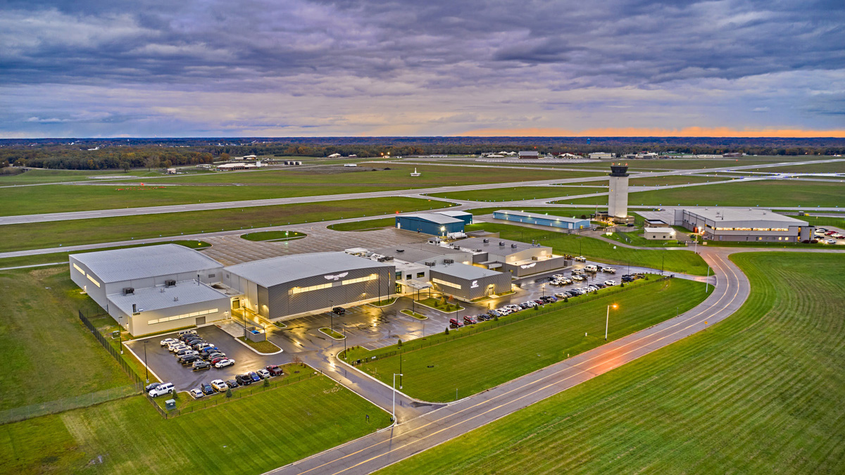 An aerial view of the current Waco Aircraft factory in Battle Creek, Michigan. Photo courtesy of the Dimor Group.