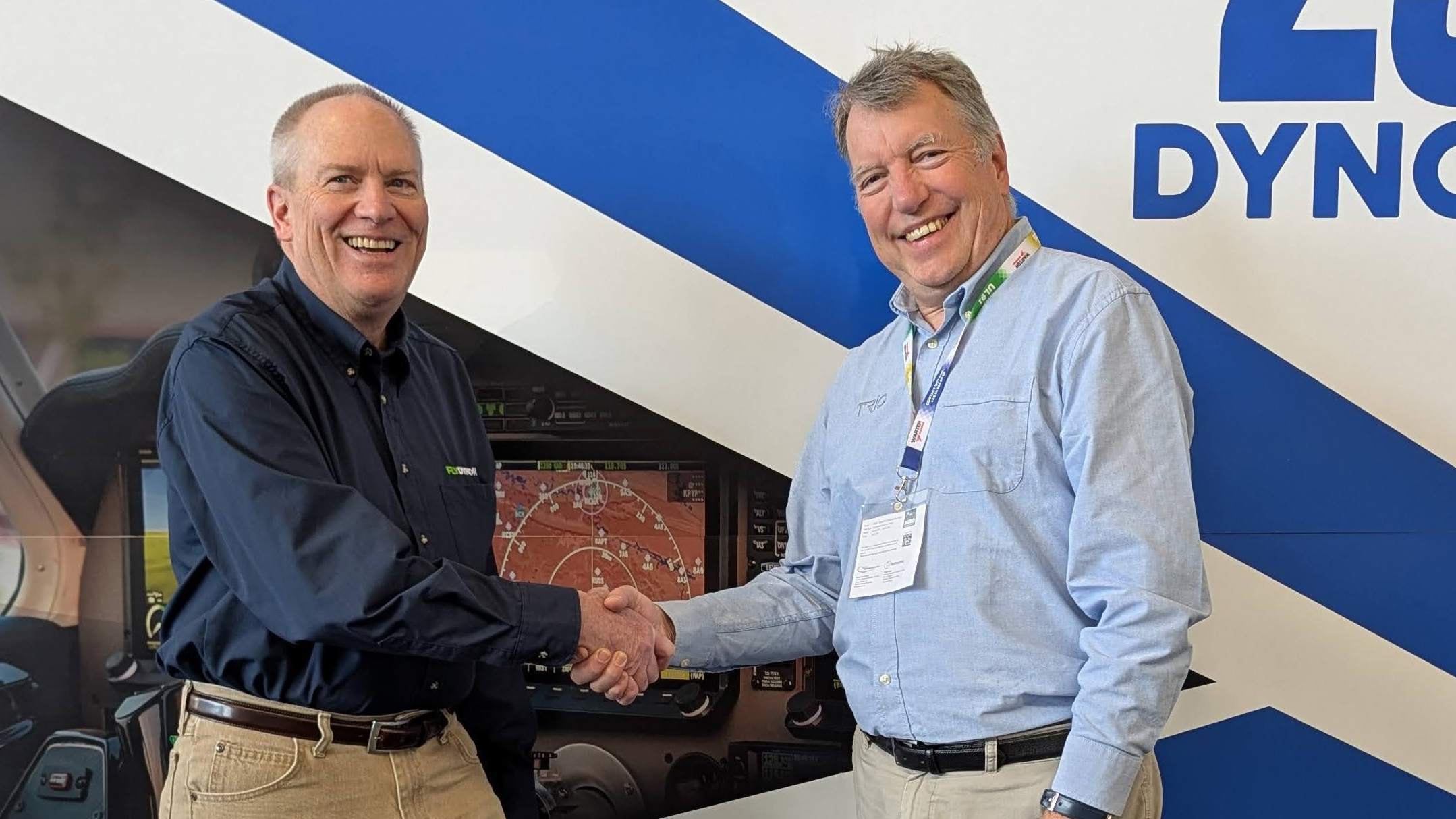 Dynon's Robert Hamilton, left, and Trig's Andy Davis. Photo courtesy of Dynon.