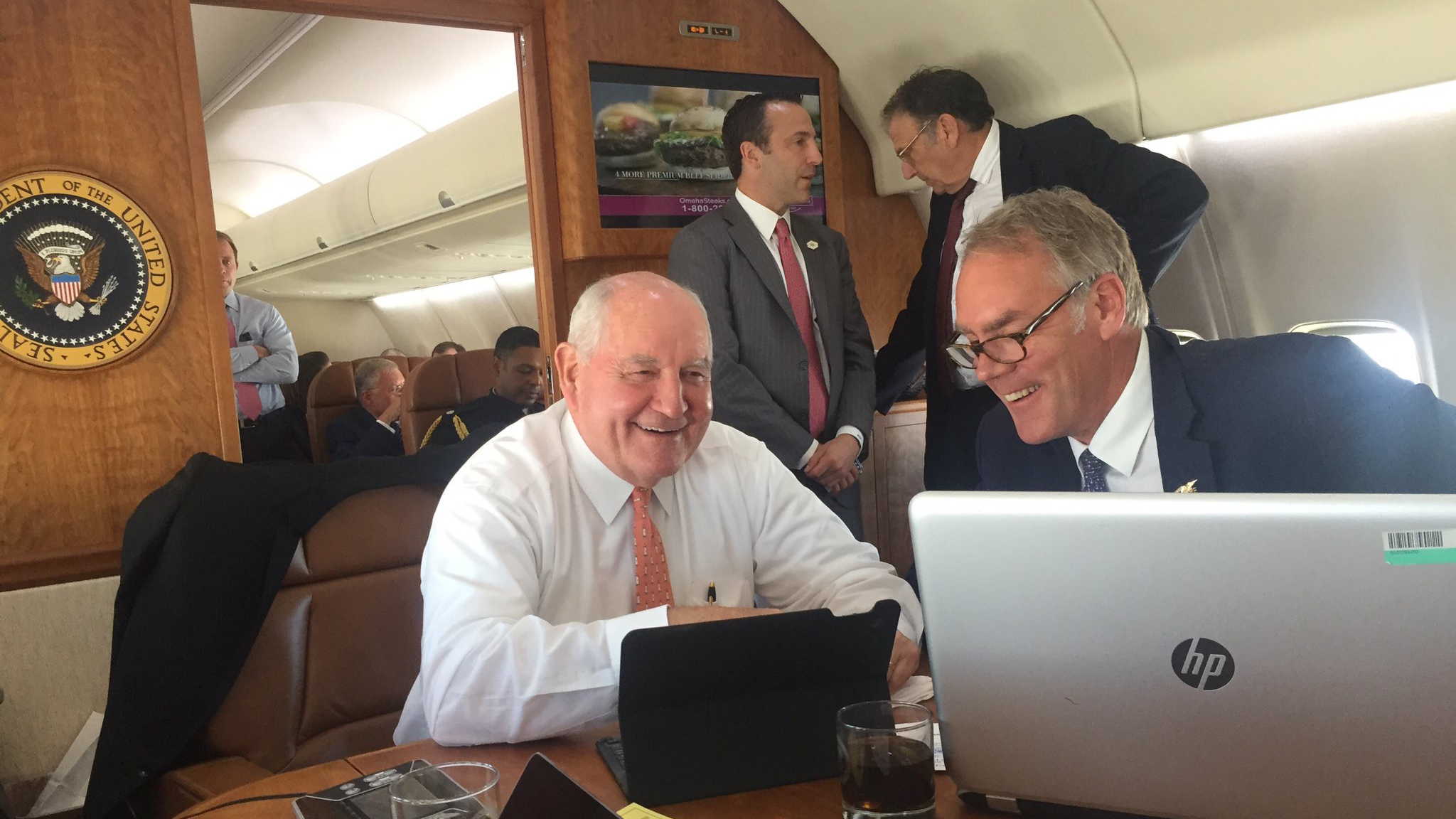 Sonny Perdue works aboard Air Force One during his time as secretary of agriculture. Photo courtesy of Sonny Perdue.