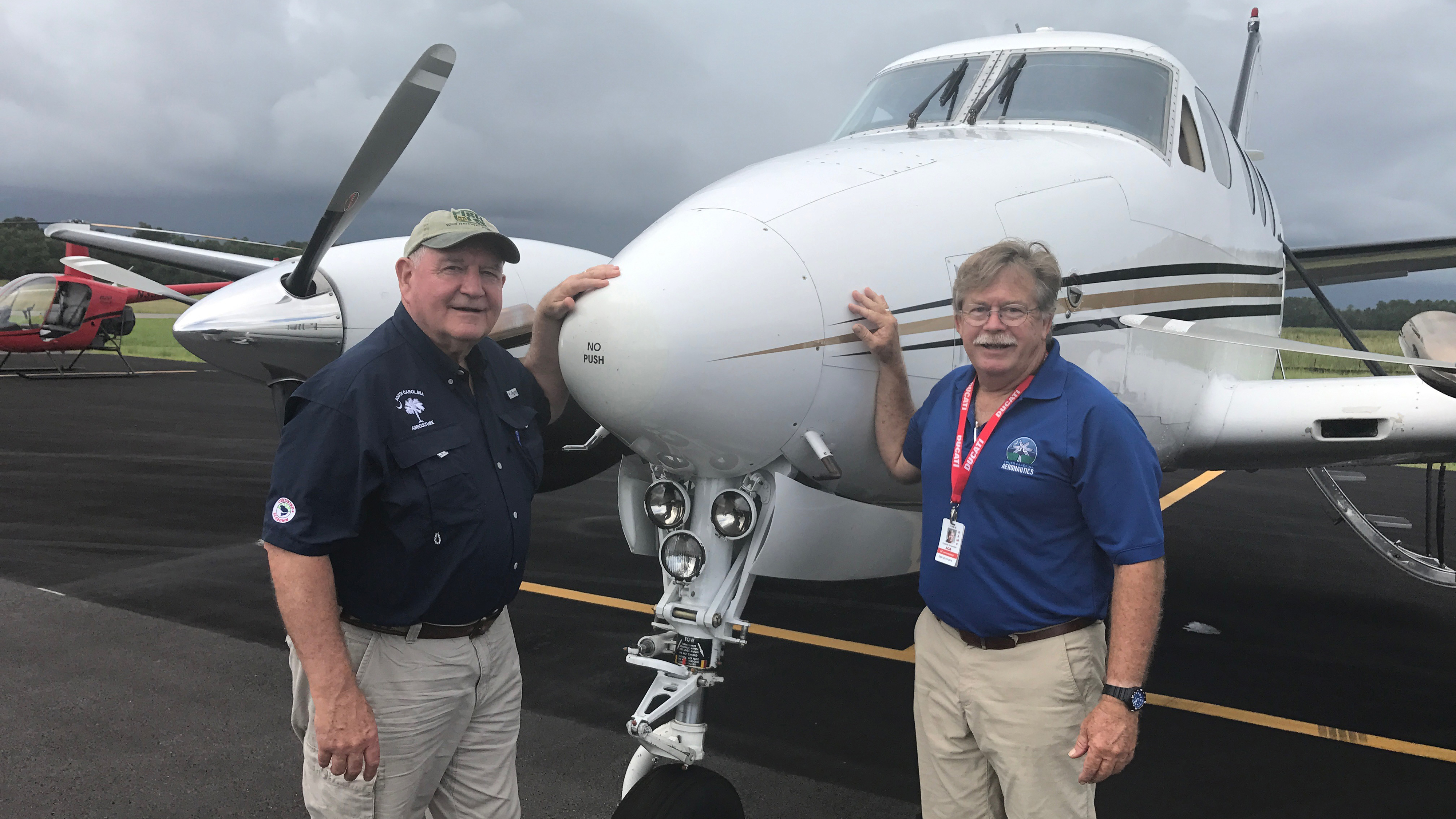 Perdue stands in front of a Beechcraft King Air, the type of aircraft he first learned to fly during his time as governor of Georgia. Photo courtesy of Sonny Perdue.