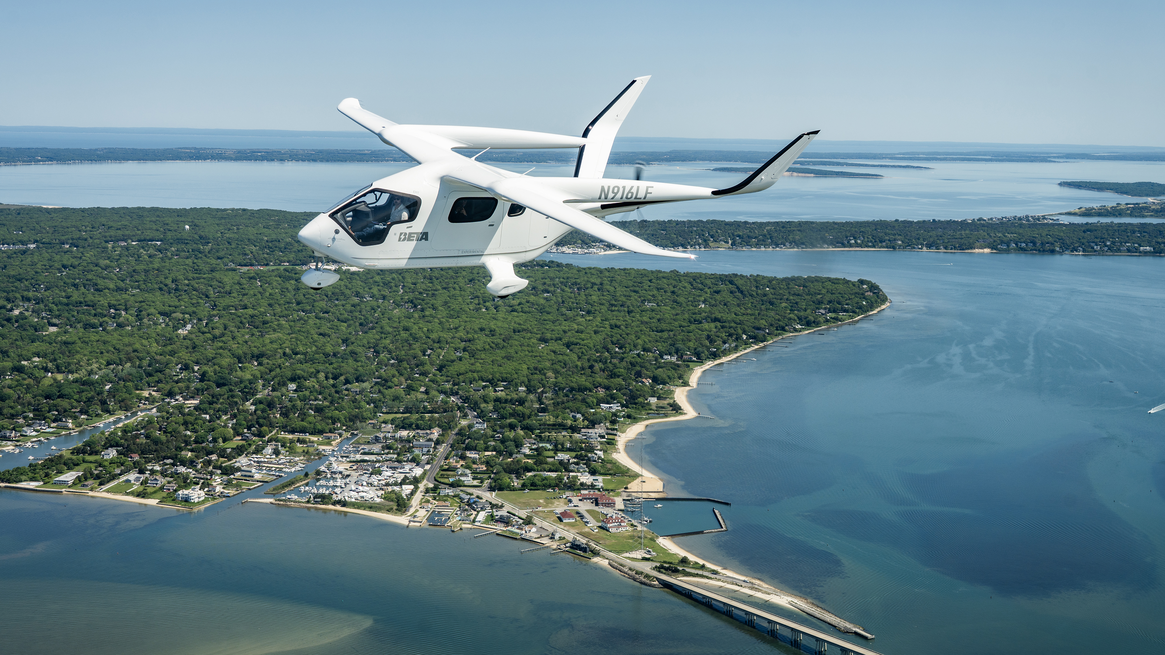 Beta Technologies' Alia aircraft en route to John F. Kennedy International Airport. Photo courtesy of Beta Technologies.
