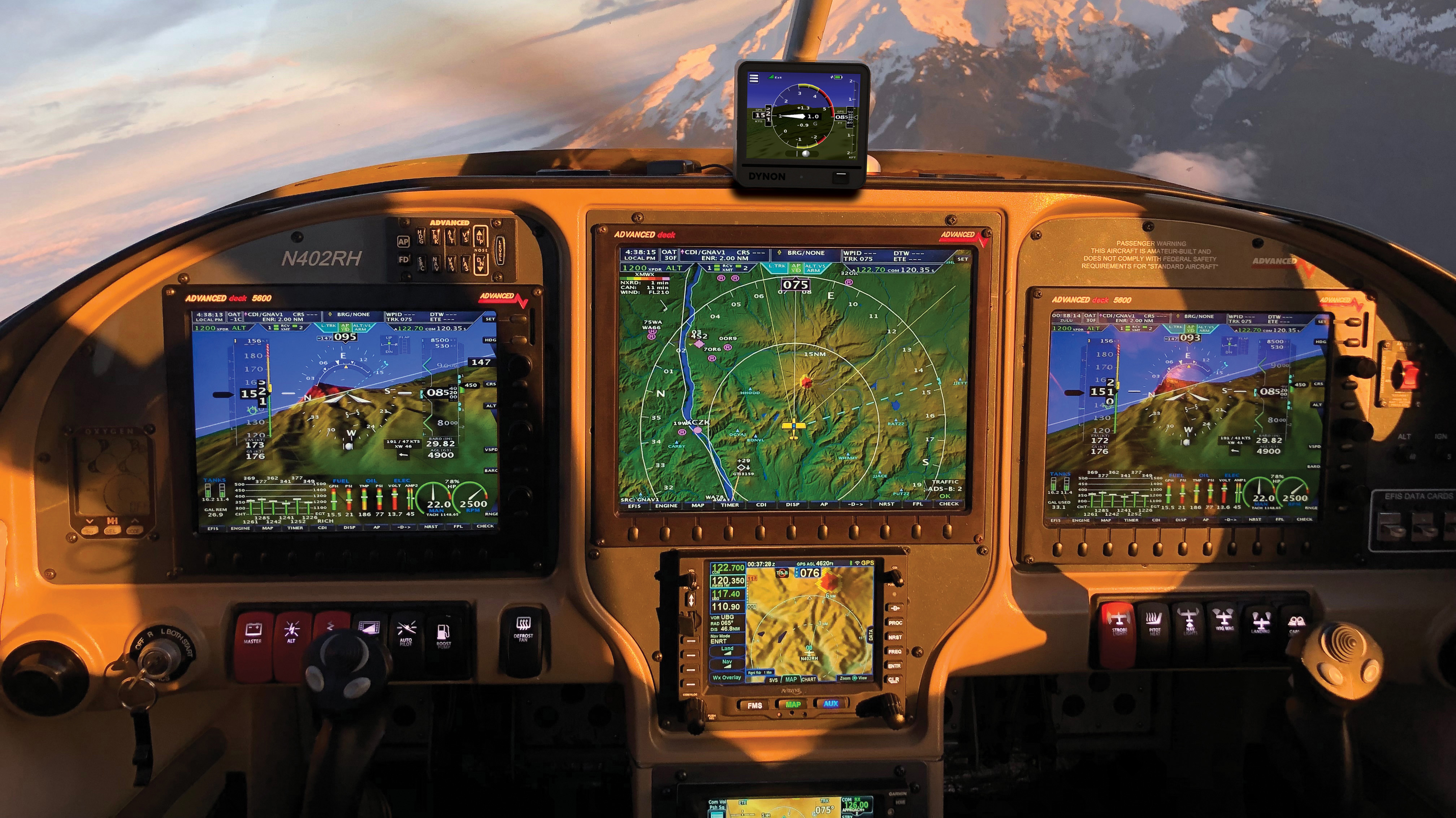 The 10.4-inch AF-6600 display shown here in a Van's RV  –10 panel will soon support integration of SiriusXM Aviation weather  (not pictured). Photo courtesy of Advanced Flight Systems.