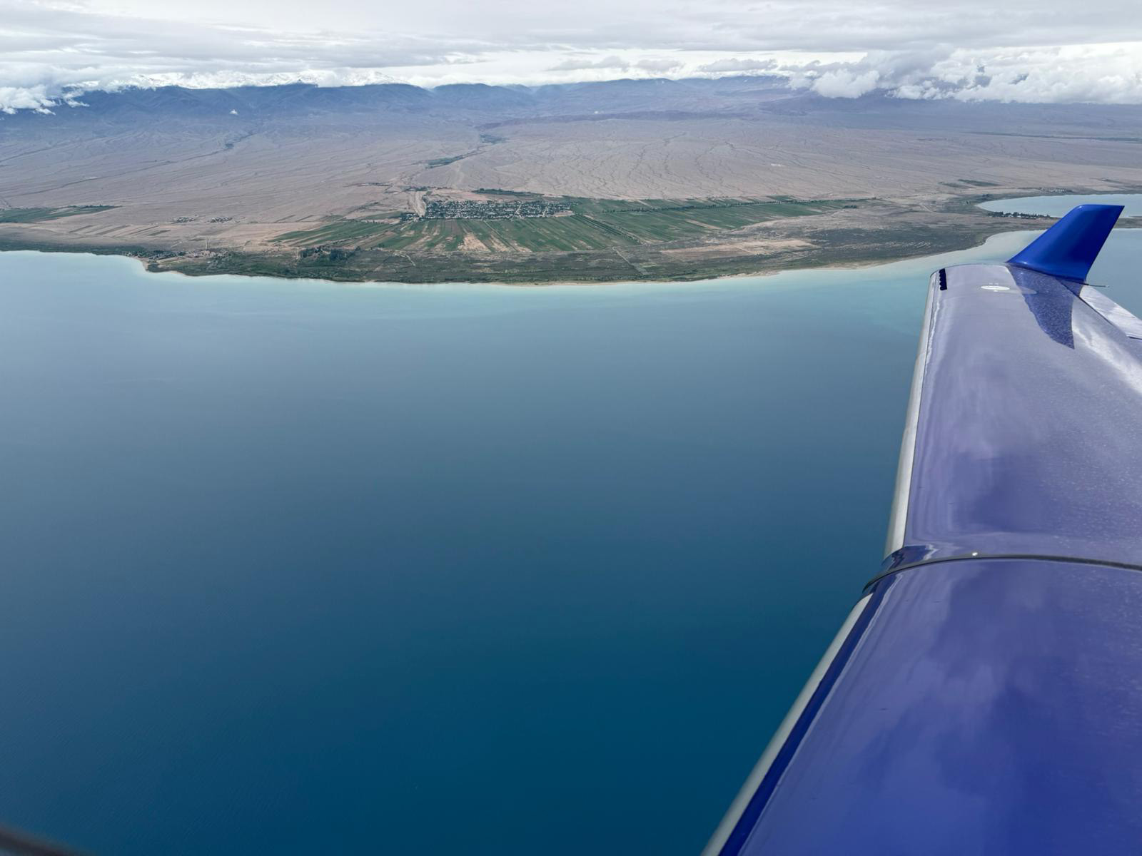 Over Issyk-Kul lake. Photo courtesy of Dierk Reuter.