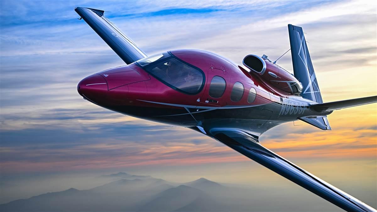 The latest version of the Cirrus Vision Jet includes wingtip courtesy lights, a revamped passenger interior, and the ability to accept clearances and program avionics with an aeronautical version of text messaging. Photo by David Tulis.