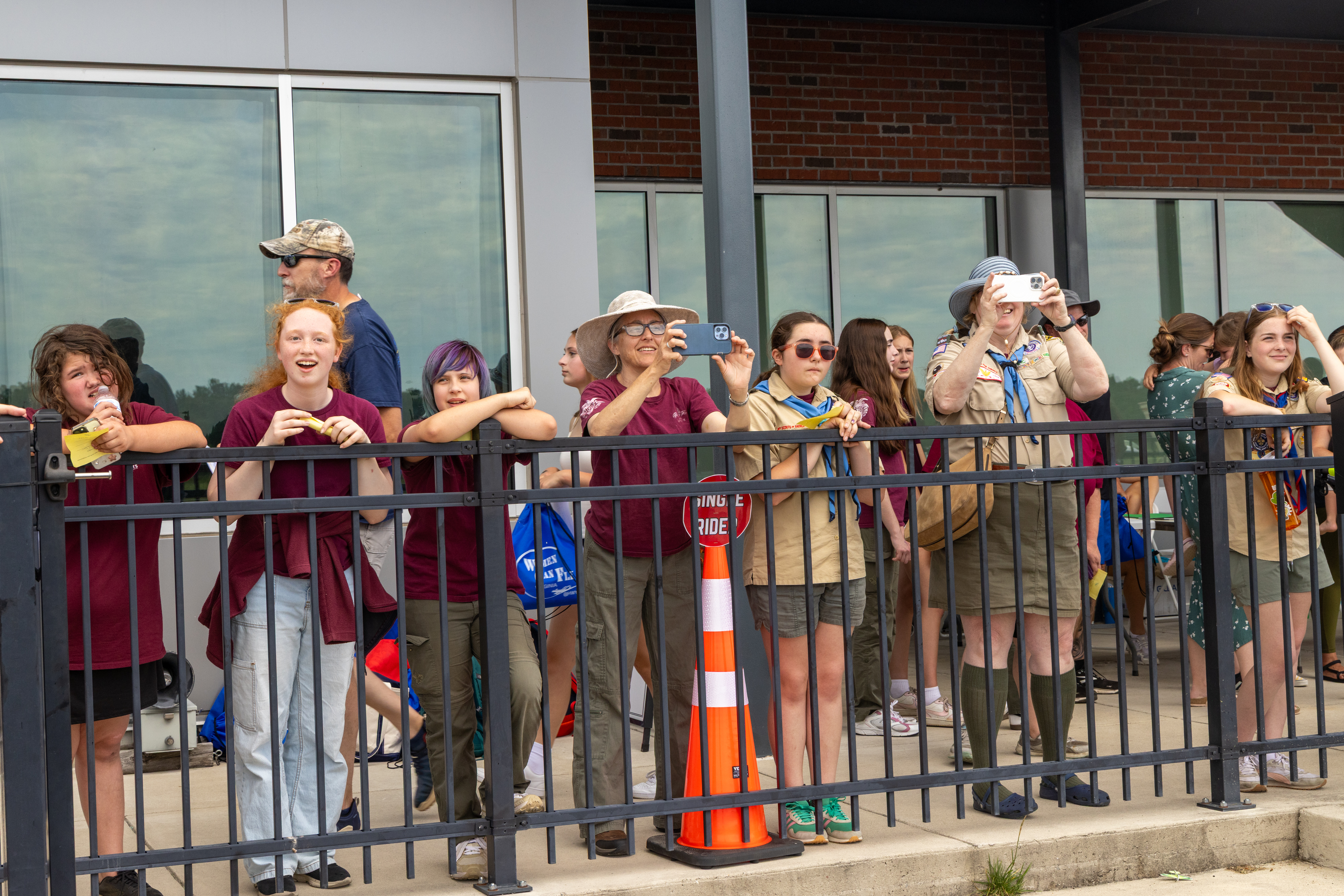 Girls line up to prepare for their first flight, excitedly watching those ahead of them take off. Photo by Rebecca Boone.