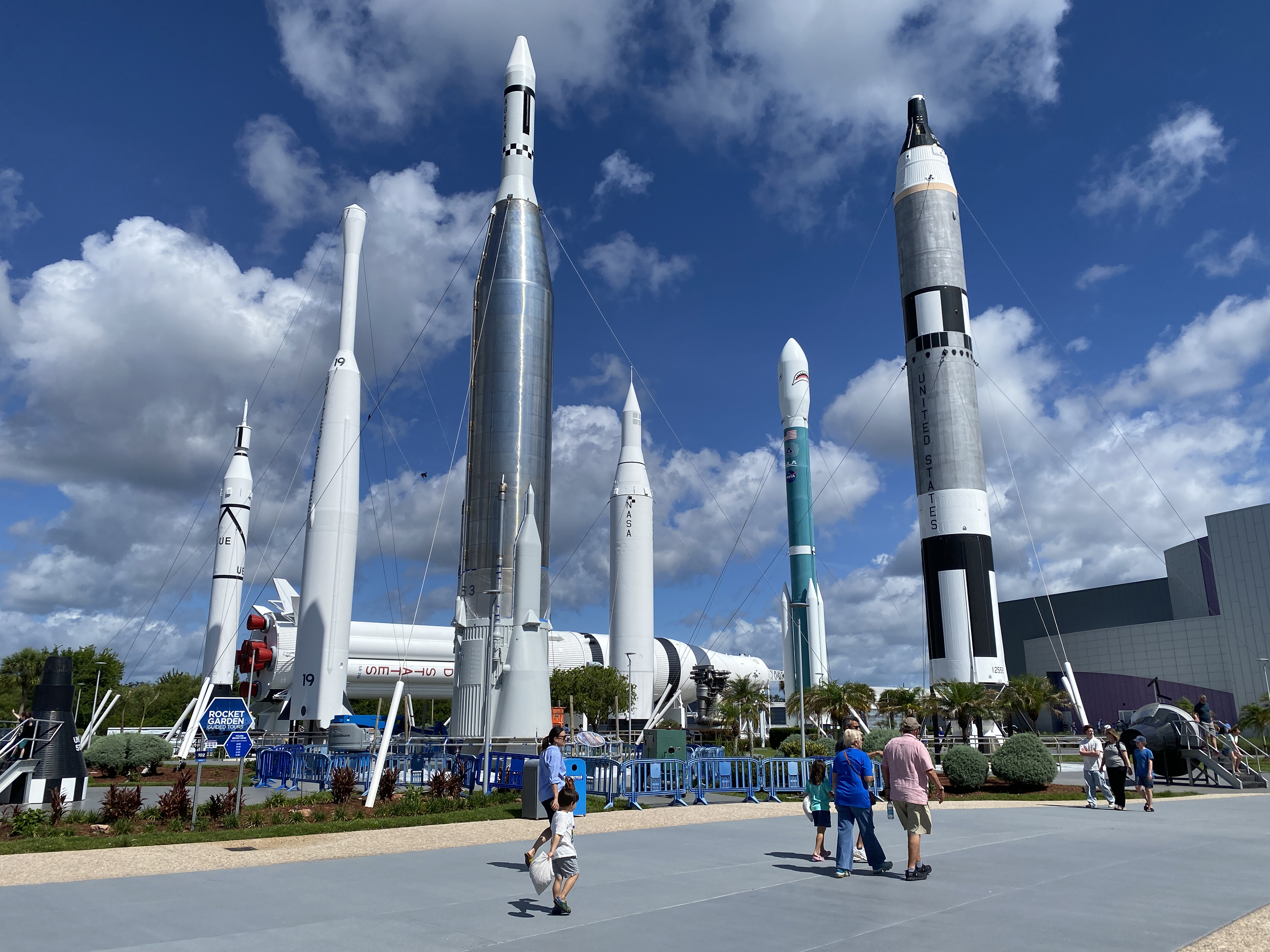 The Rocket Garden pays tribute to the Mercury, Gemini, and Apollo programs. Walk through at your leisure or enjoy a guided tour by a space expert. Photo by Alyssa J. Cobb.