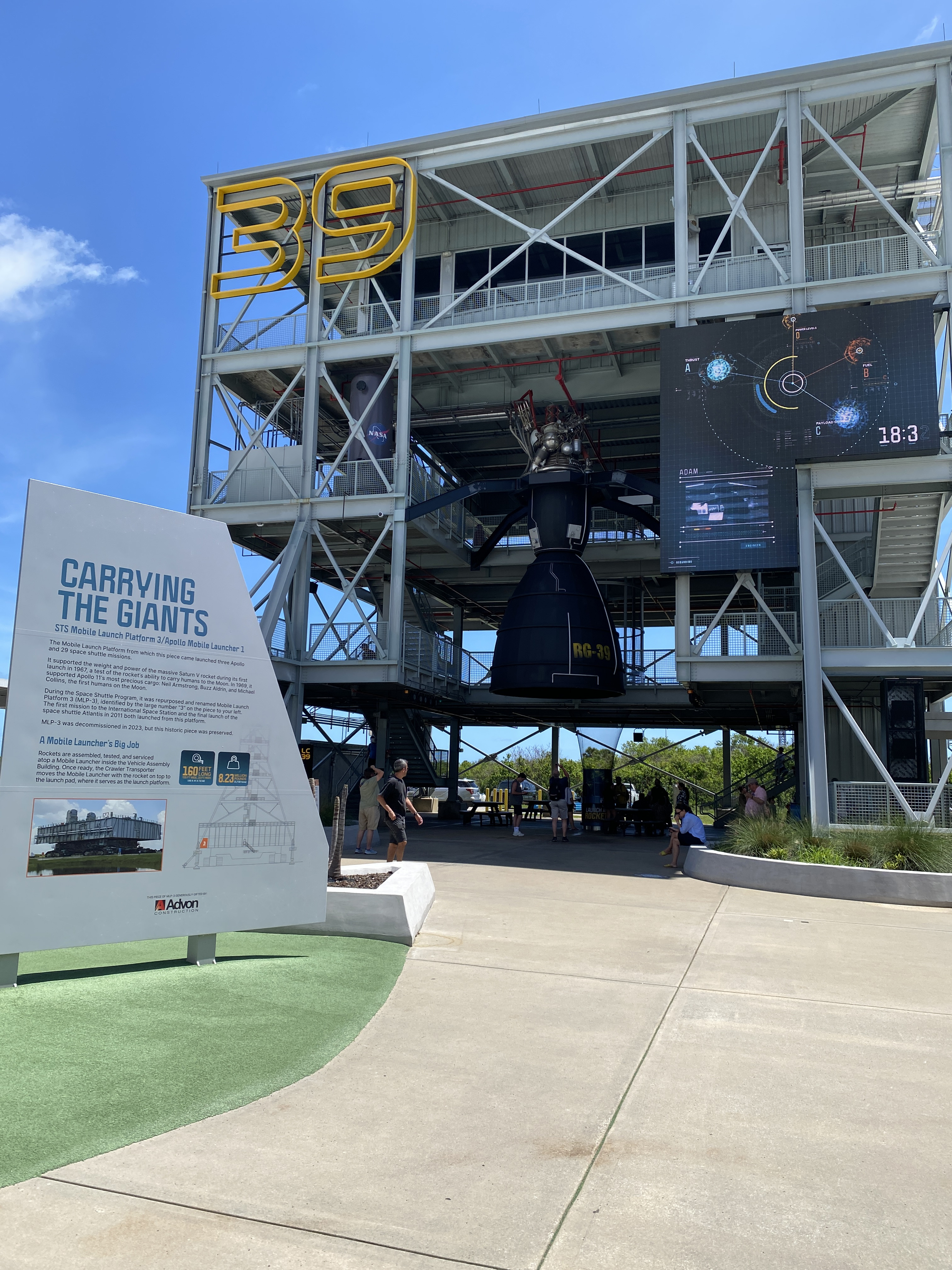  The Gantry at LC-39 is a four-story observation area offering views of multiple launch pads and the vehicle assembly building that make up the broader Launch Complex 39. While there, witness a fictional simulated static test fire of a full-scale rocket engine. Photo by Alyssa J. Cobb.
