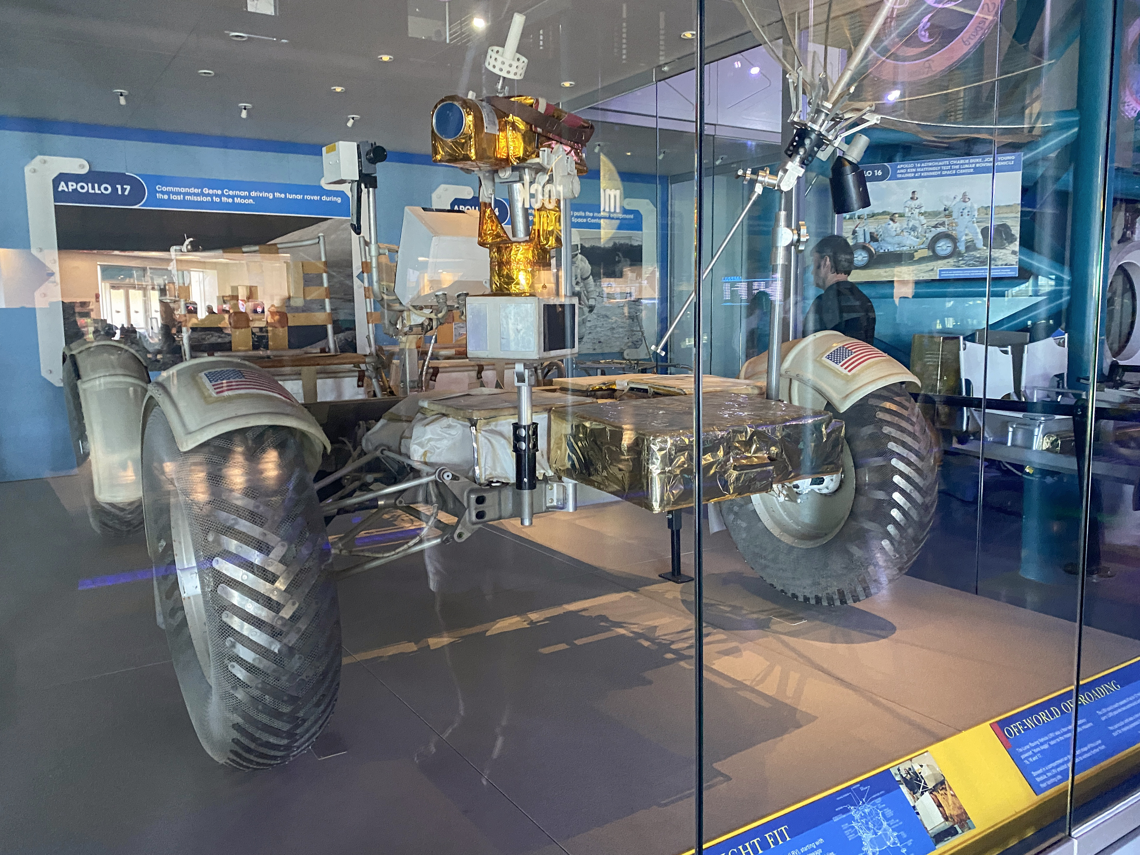 A lunar rover is on display at the Apollo/Saturn V exhibit. Photo by Alyssa J. Cobb.