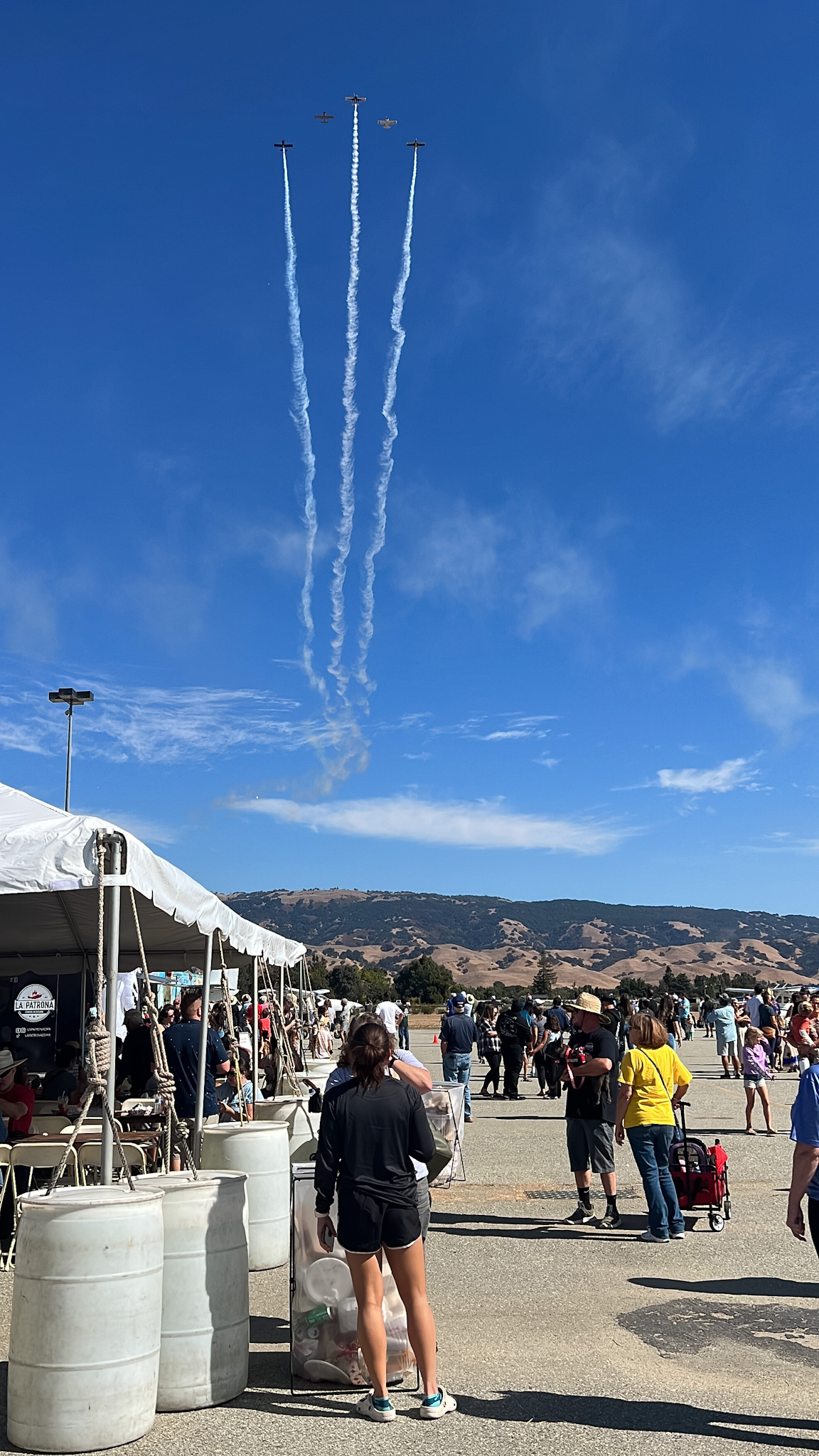 Spectators watch a formation fly-over at the Food Truck Fly-In. Photo courtesy of Niki Britton.