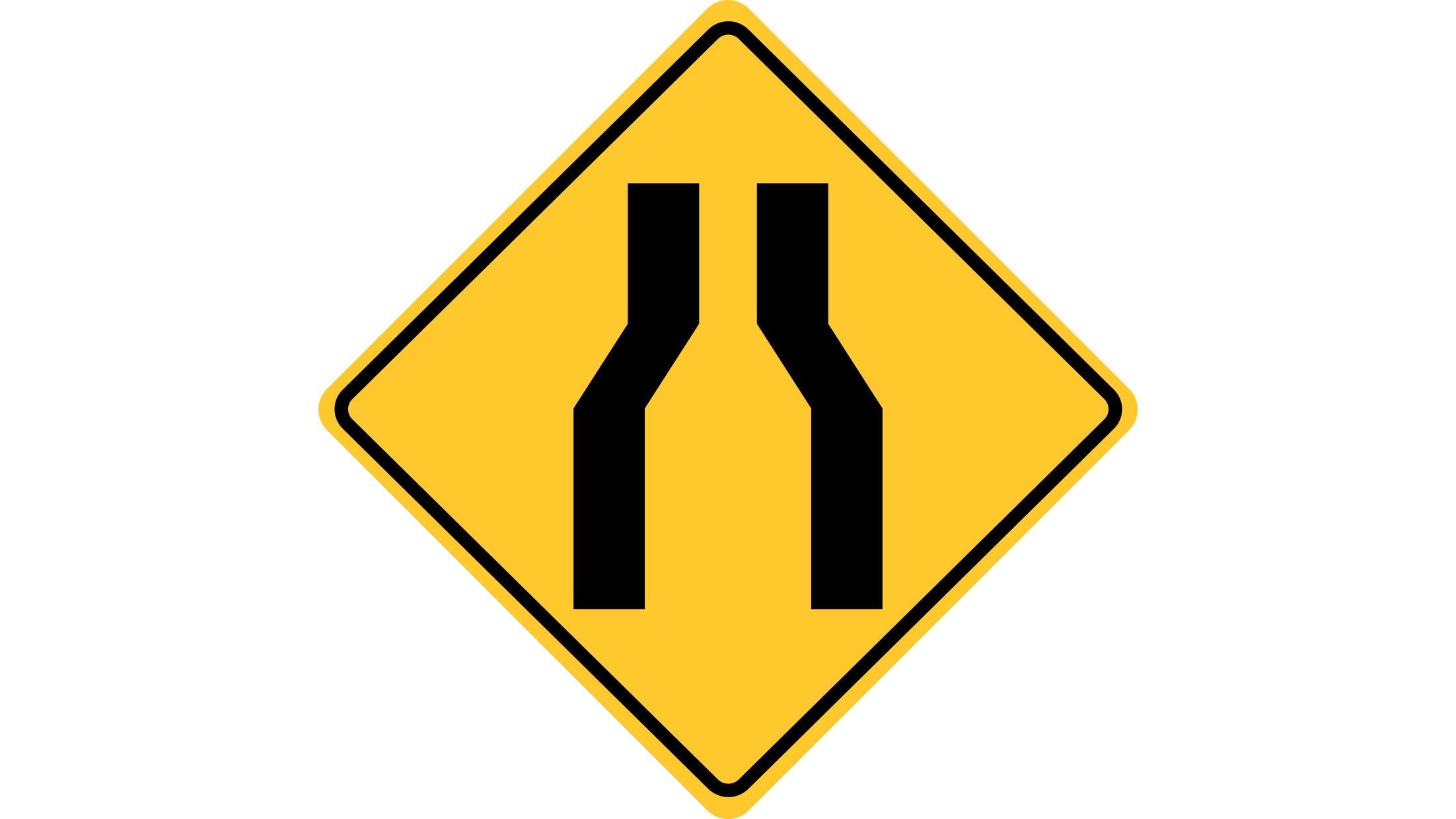 Lanes narrow ahead