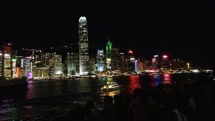 Hong Kong by night, as seen from the Peninsula Hotel.