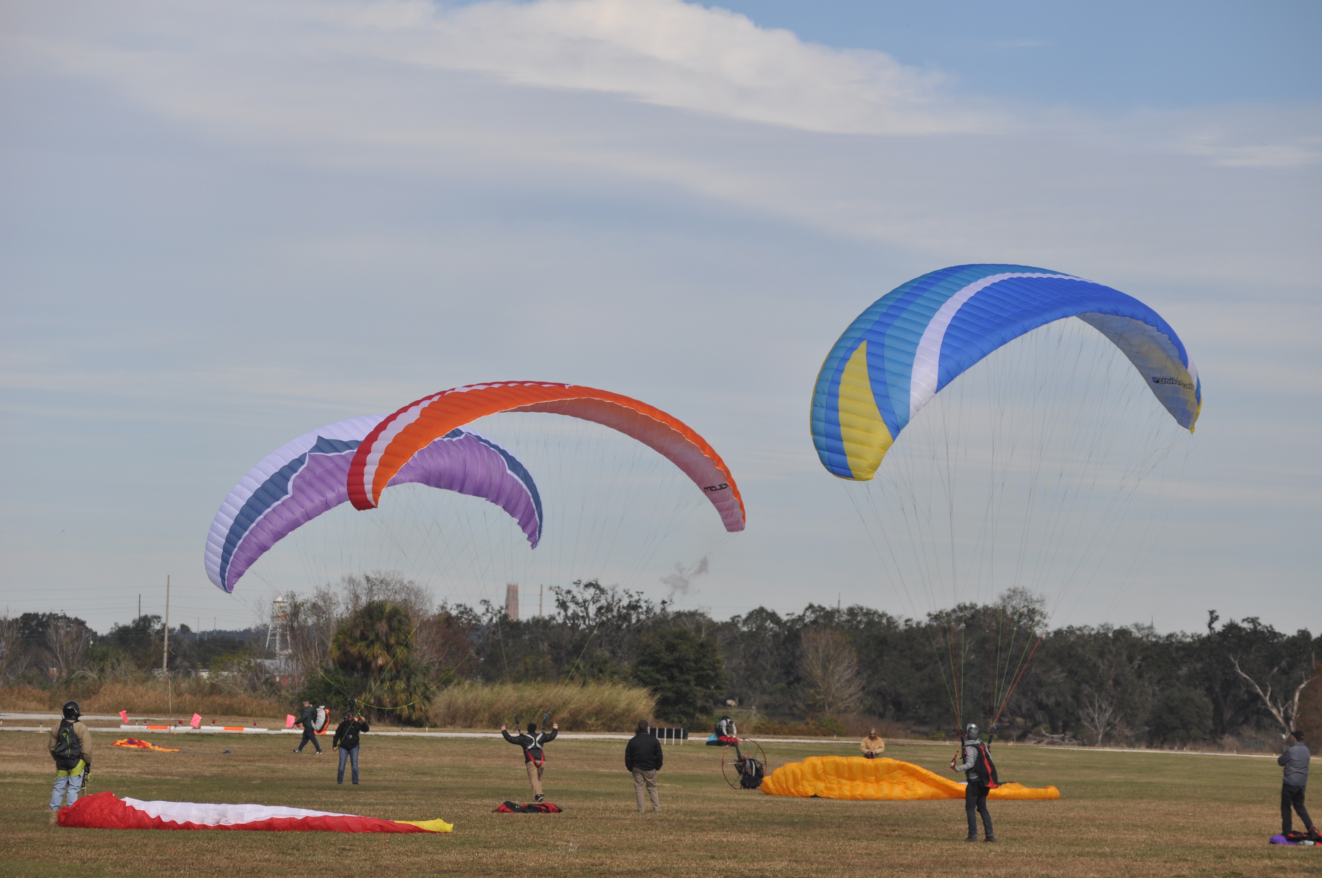 Flying powered paragliders