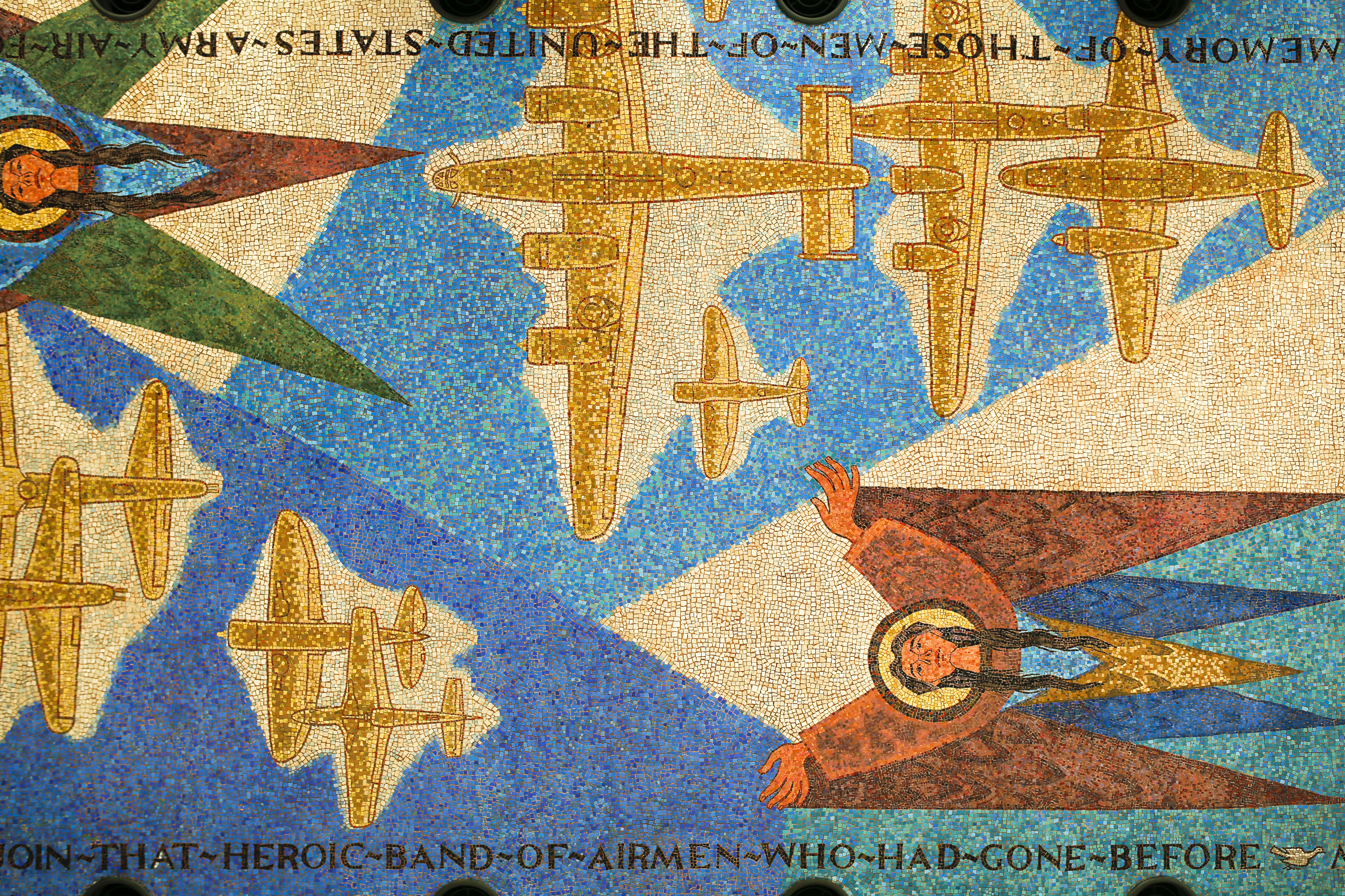 A mosaic at the England American Cemetery honors those who gave the ultimate sacrifice. 