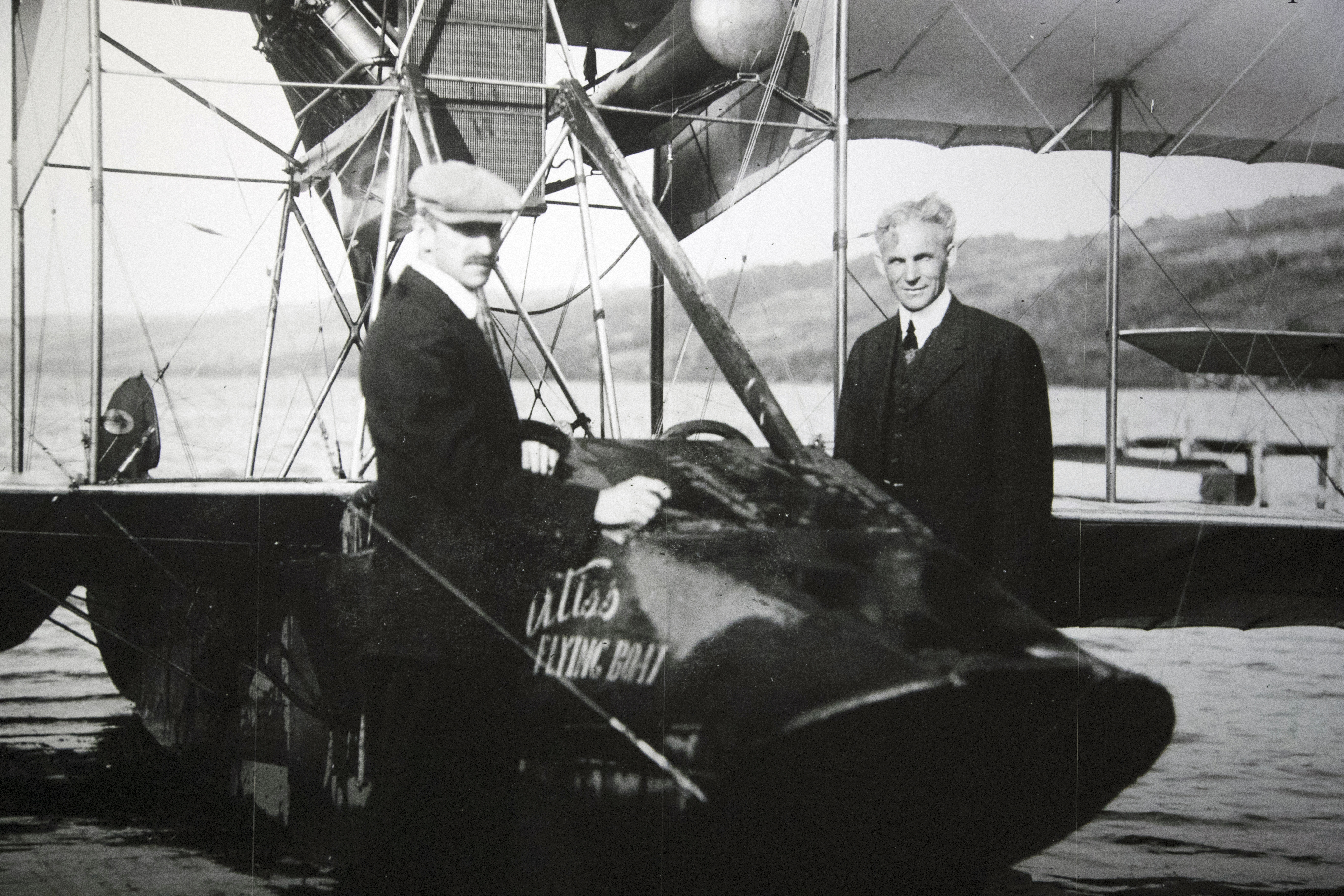 Artifacts from the Glenn H. Curtiss Museum; Curtiss on the left, Henry Ford on right.