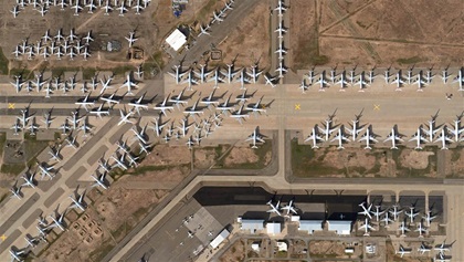 The airplane “graveyard” at Roswell, New Mexico, on May 15.