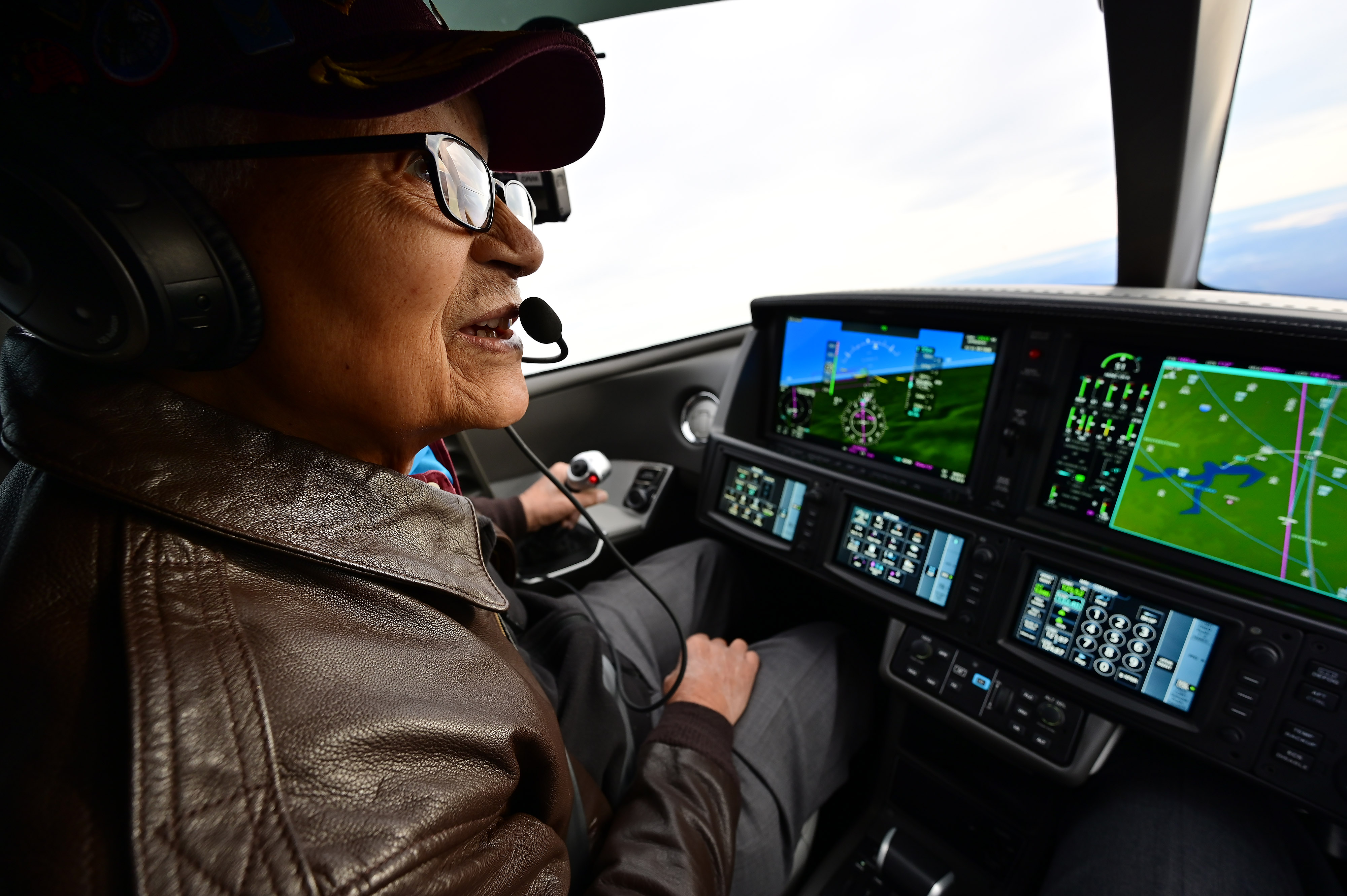 “Happy Birthday, Col. McGee,” December 6, 2019 aopa.org: It was an honor and a thrill to fly with U.S. Air Force Brig. Gen. Charles McGee, a Tuskegee Airman and a decorated veteran, during a one-hundredth birthday celebration flight in 2019. His airmanship in a Cirrus SF50 Vision Jet was sharp—especially for flying the airplane for the first time. The former P–51 pilot’s buttery smooth landing at Delaware’s Dover Air Force Base preceded a hero’s welcome; it was the icing on the cake and a career highlight. (Nikon Z6 mirrorless, 14mm, 1/200, f5.0)