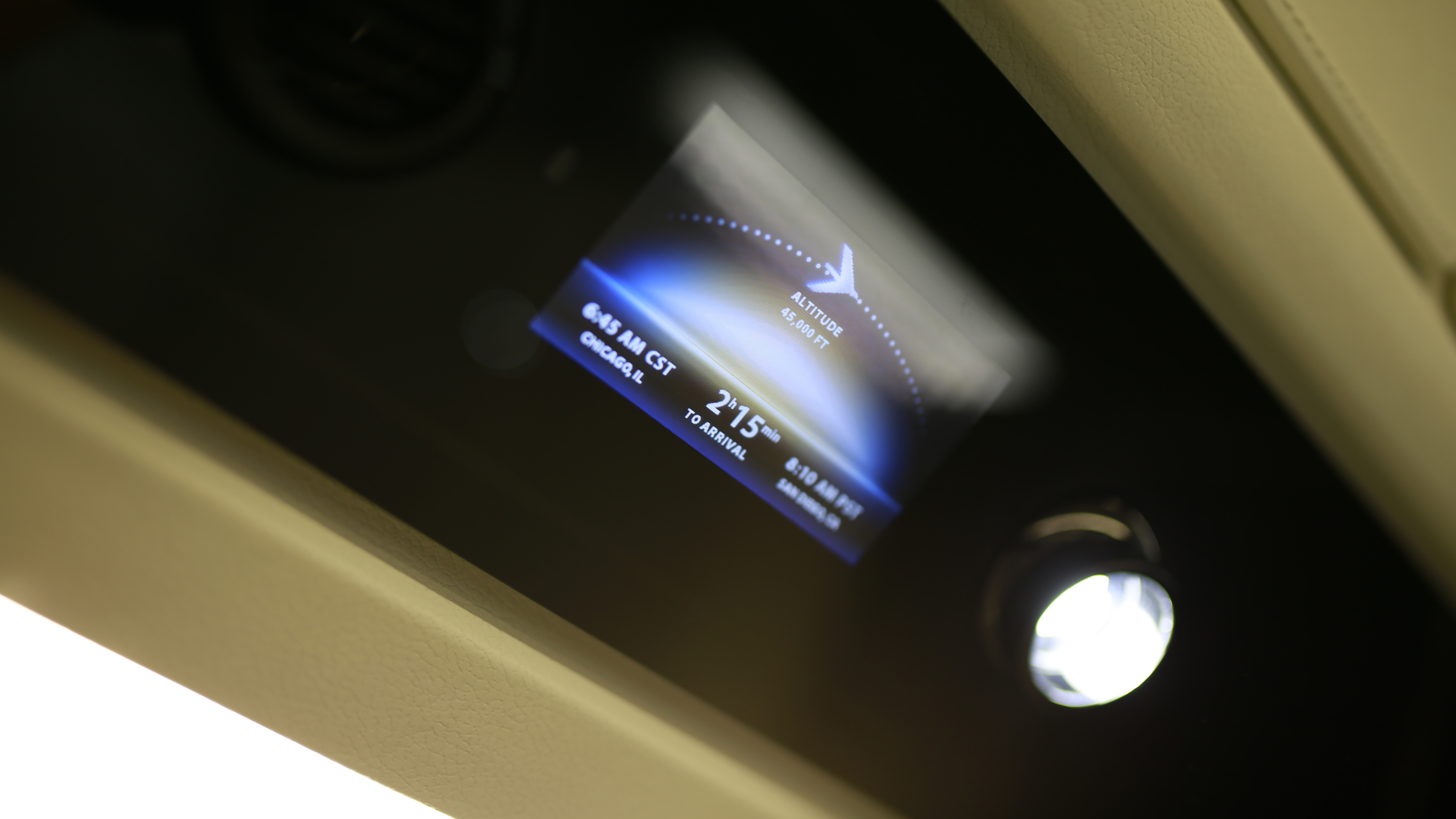 Clever touches like valence-mounted flight status displays (Embraer Legacy 450) keep passengers informed with a single glance.