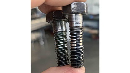 Loose bolts were badly stripped and stretched.