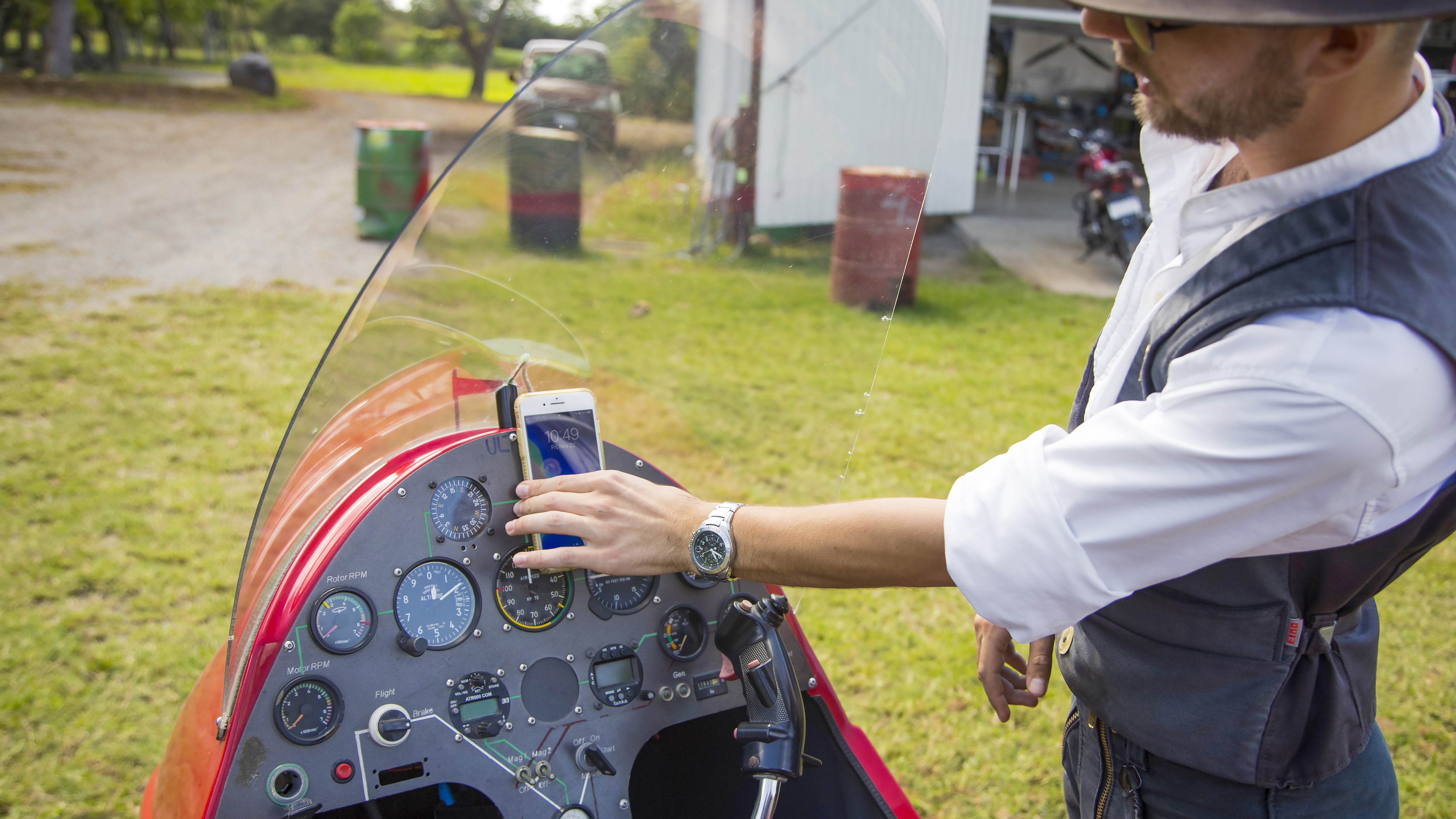 The AutoGyro MTOsport 2010 easily fits inside the hangar.