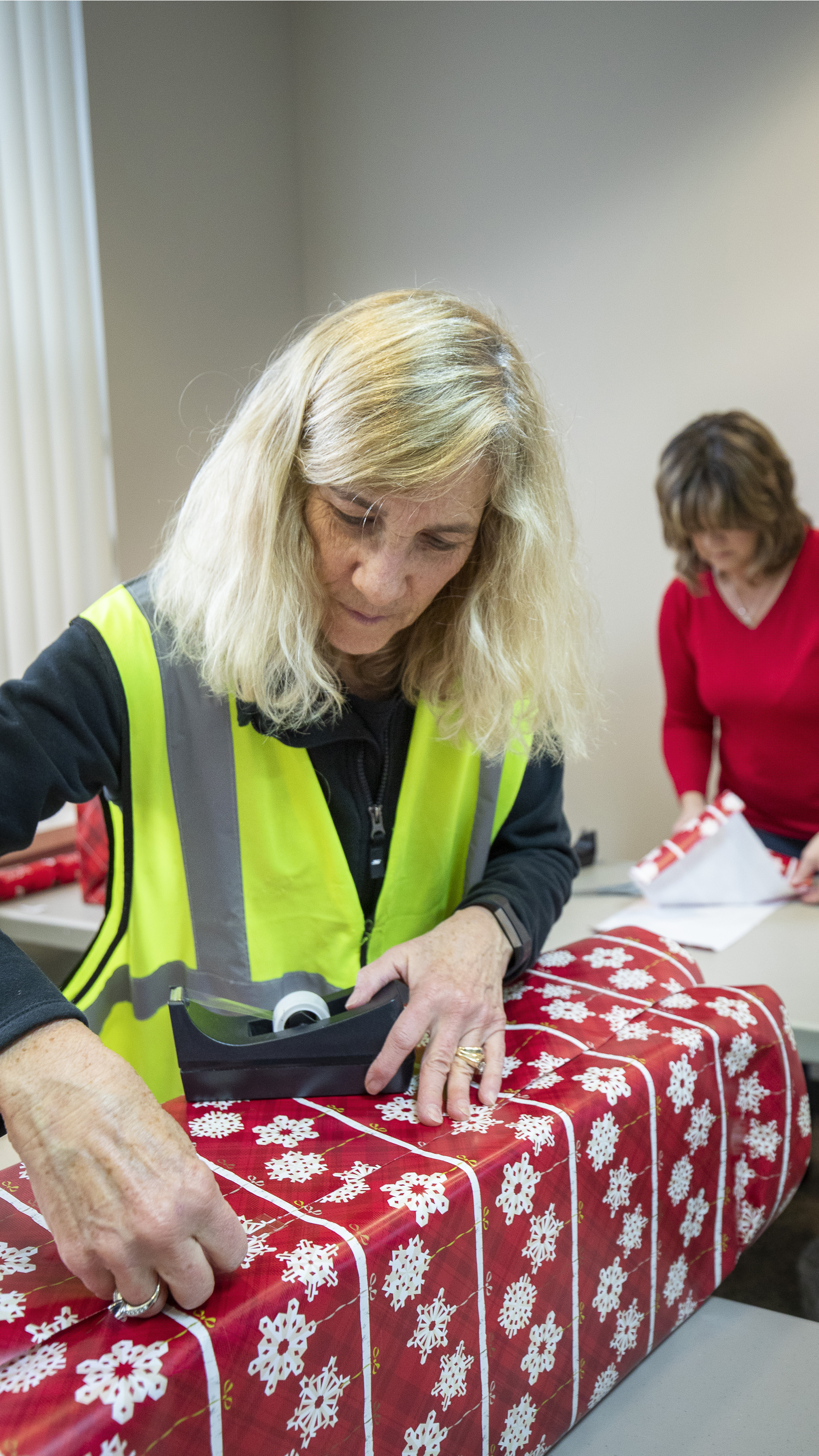 Presents are wrapped if needed, or rewrapped if unsightly.