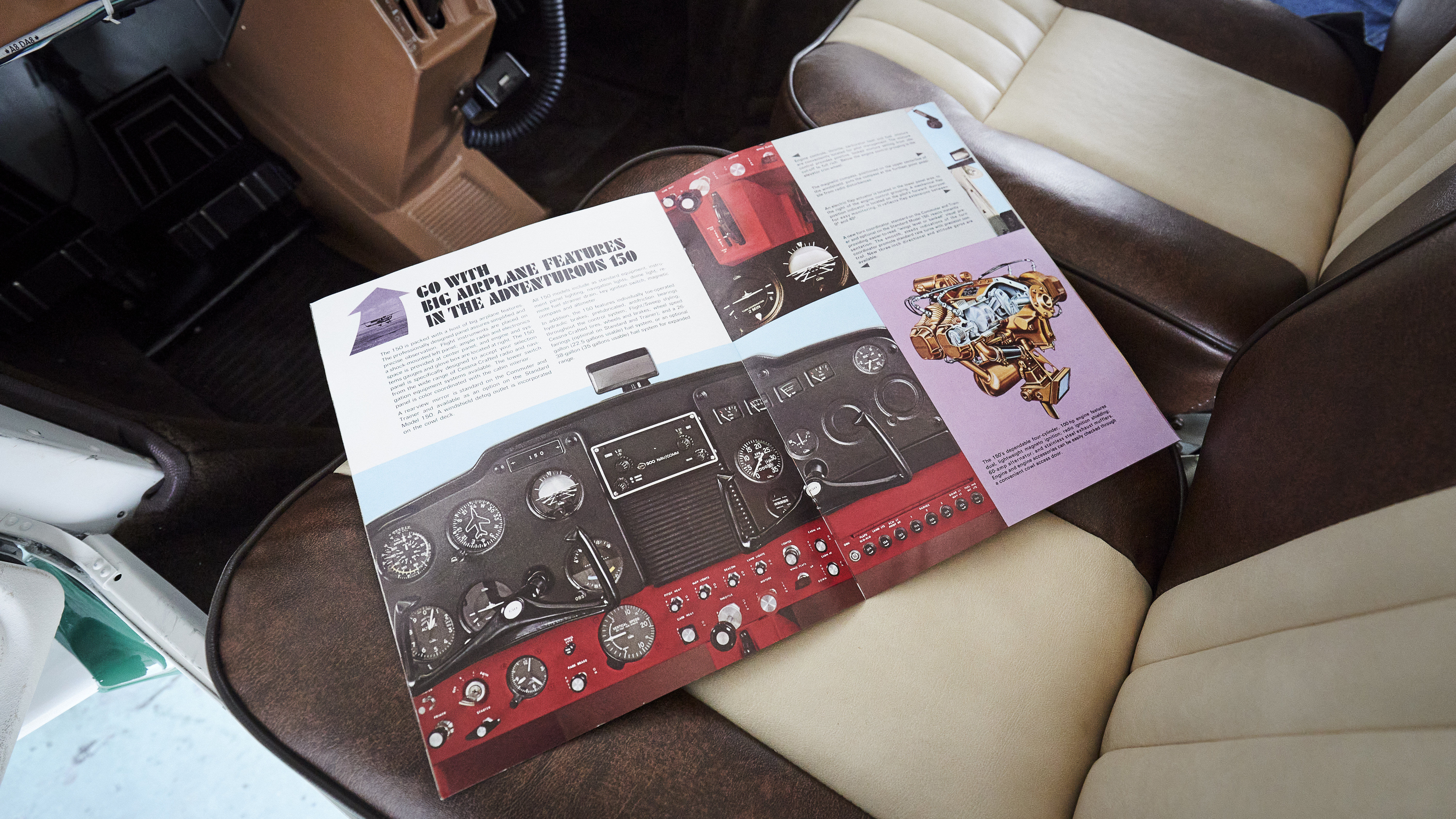 An original 1968 Cessna 150 sales brochure helped guide the restoration.