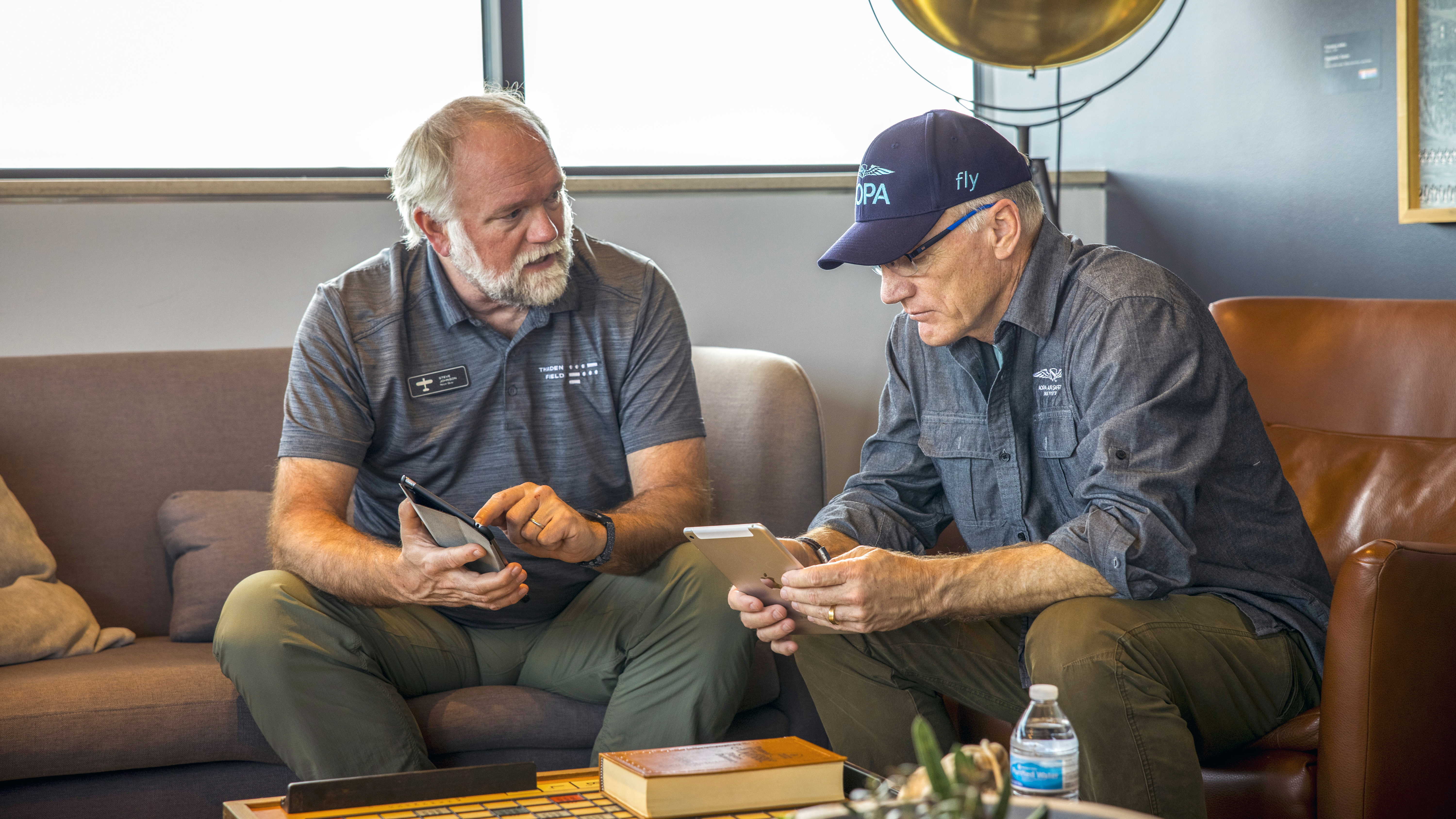 Preflight briefing with Steve Johnson reviewing airfields and landing scenarios.