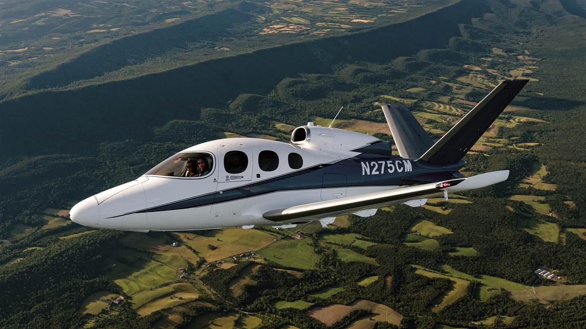 The Cirrus SF50 Vision Jet shown on the ground and in the air during flights near Frederick, Maryland, has been updated with more power and additional FADEC control, June 23, 2021. Photo by David Tulis.