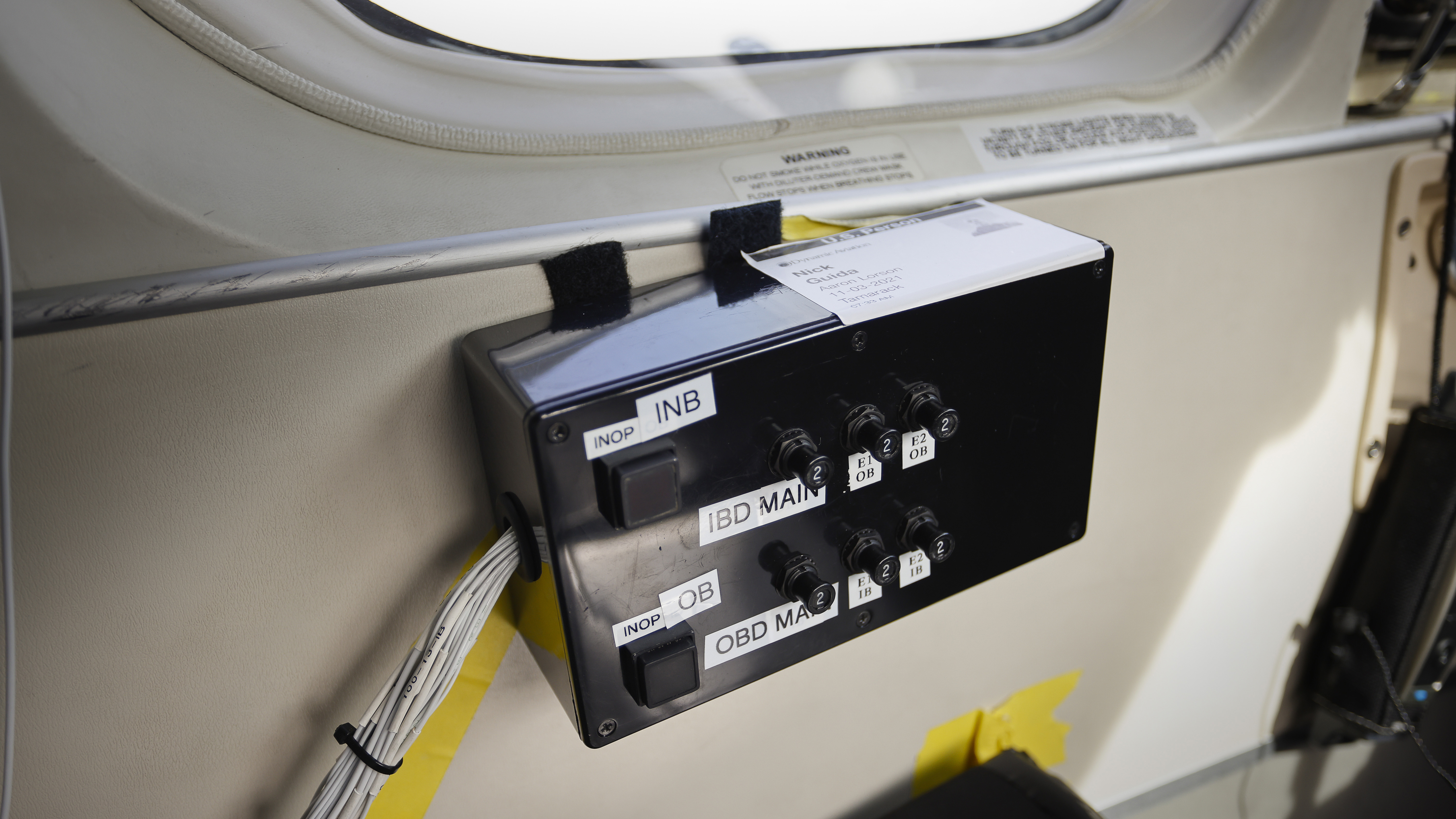 The flight test airplane has a preflight test unit mounted just below the pilot’s side window. Pressing a test button momentarily activates the active camber load alleviation surfaces.
