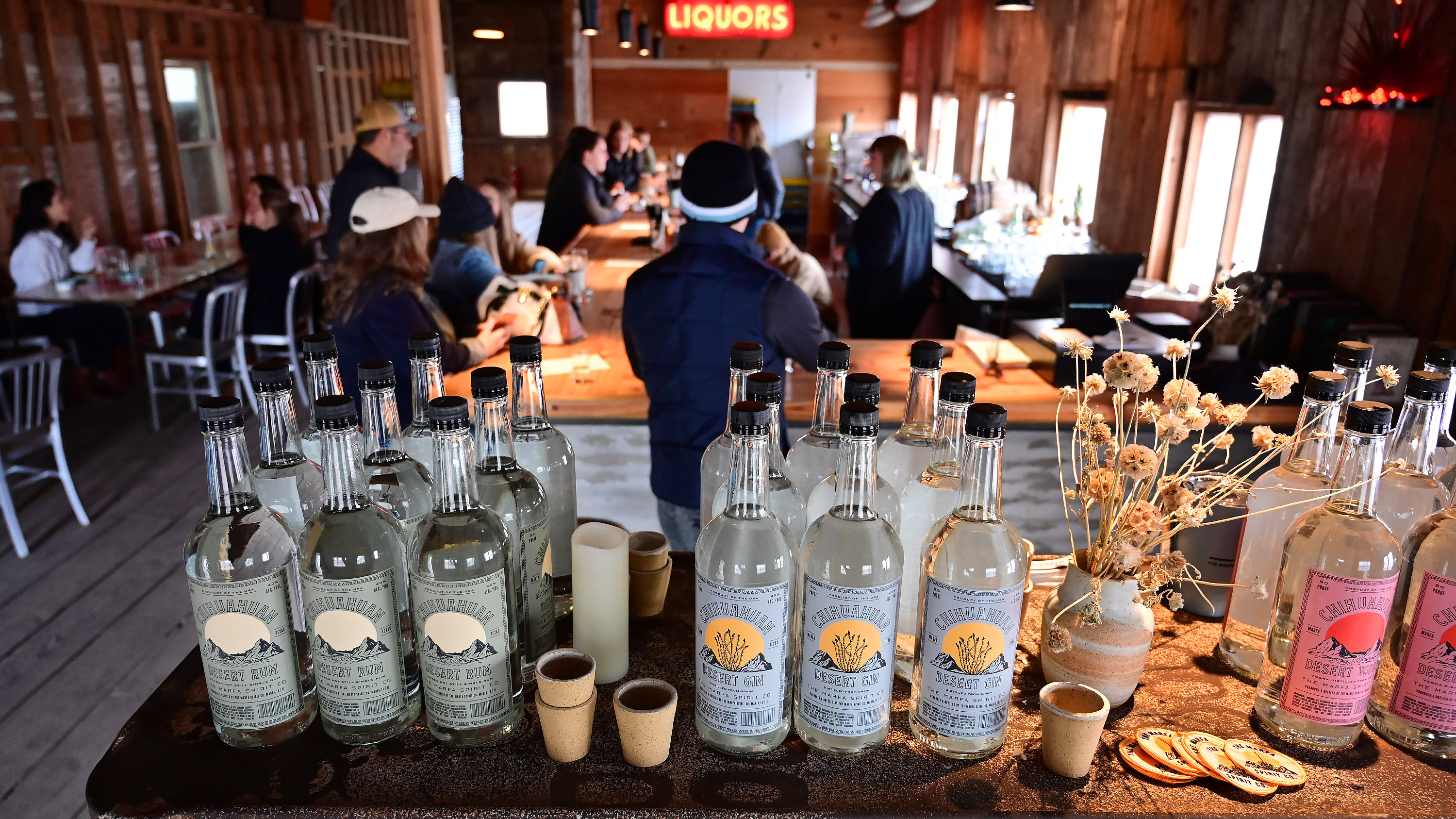 When flying is finished for the day, try sotol—spirits distilled from a cactus-like plant—at The Marfa Spirit Co. 