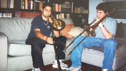 The lifelong friends have shared many experiences, from Marcus teaching Sigari to play the trombone in high school...