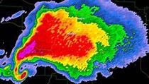 Hook echo: The classic sign of a tornado. A small, dense circular signature at the end of the hook may be a “debris ball” of wreckage lifted from the surface.