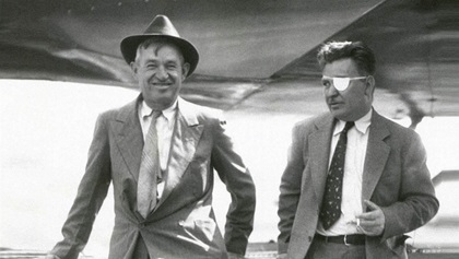 Will Rogers and Wiley Post before their flying expedition to Alaska.