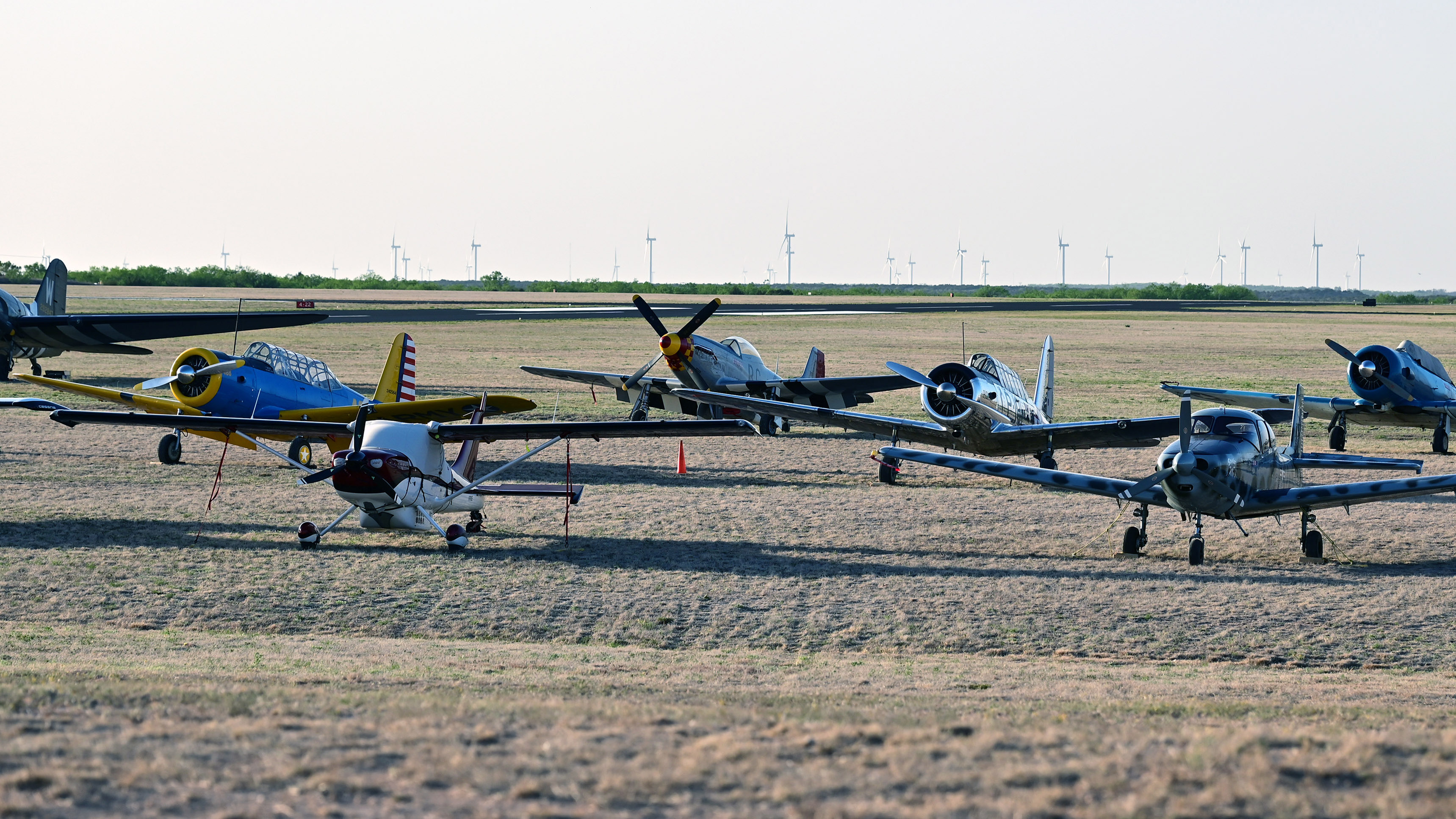 At Avenger Field in Sweetwater, vintage trainers are put on display for the homecoming.