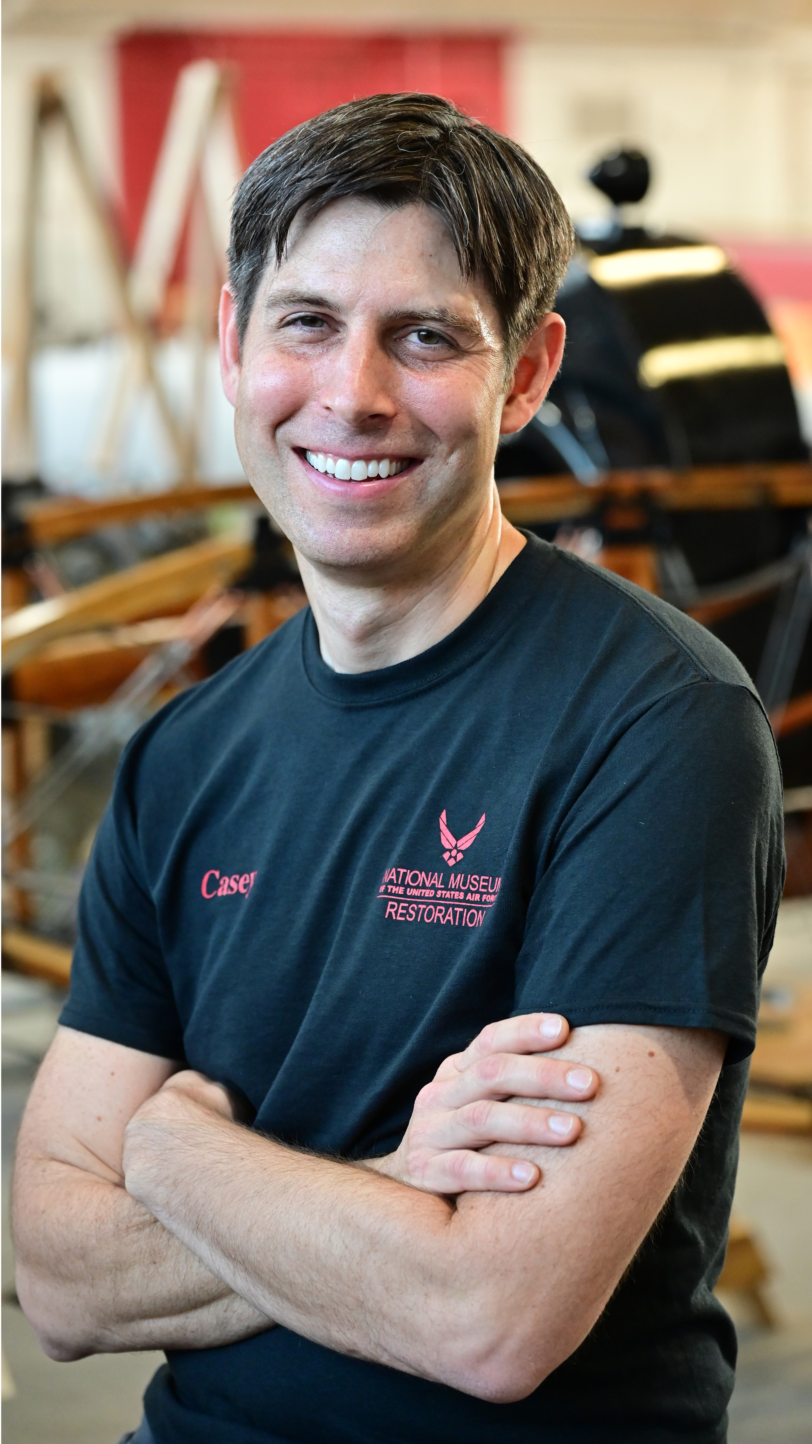 Lead Restoration Specialist Casey Simmons is restoring a 1917 Curtiss JN–4D Jenny.