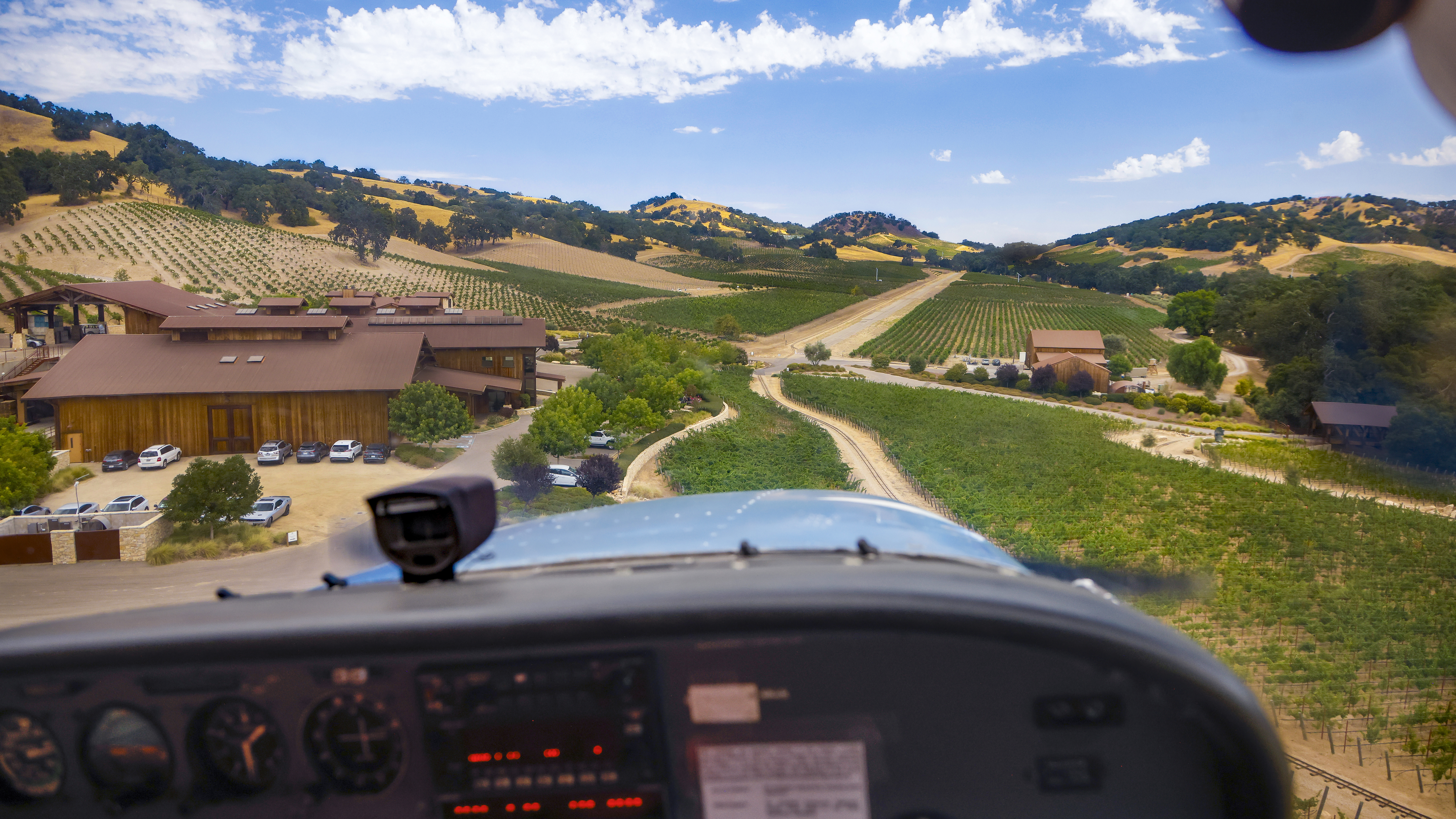 The approach to 89CA is challenging and scenic, the runway barely wider than the road, and surrounded by rows of vines.