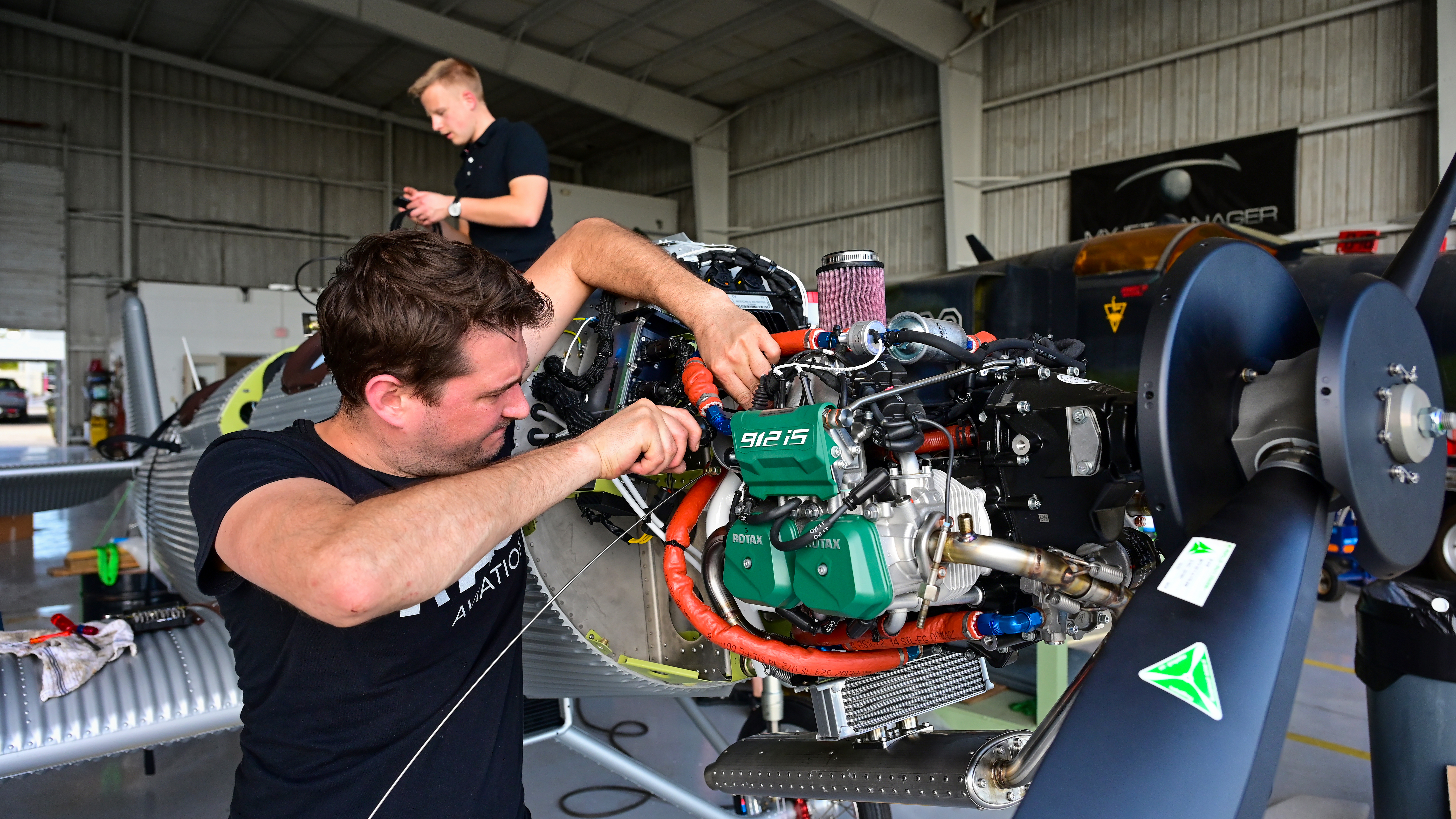 A team of five mechanics was flown to Lakeland to do the airplane’s final assembly.