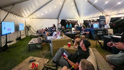 AOPA created an "Oasis" for attendees at its tent on the 400-acre site, which features a 7,000-foot-long grass runway. Photography by Kim Trischman.