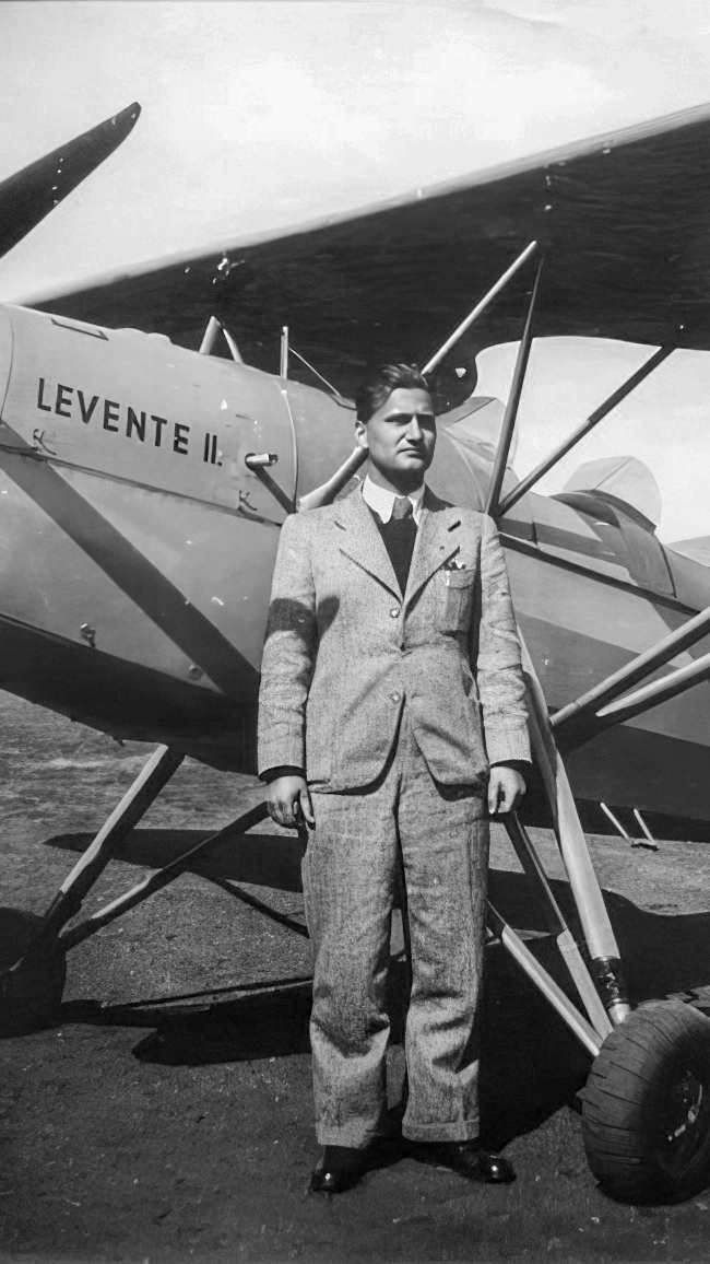 The dapper designer of the Levente II, András Fábián, sometime in the 1940s.