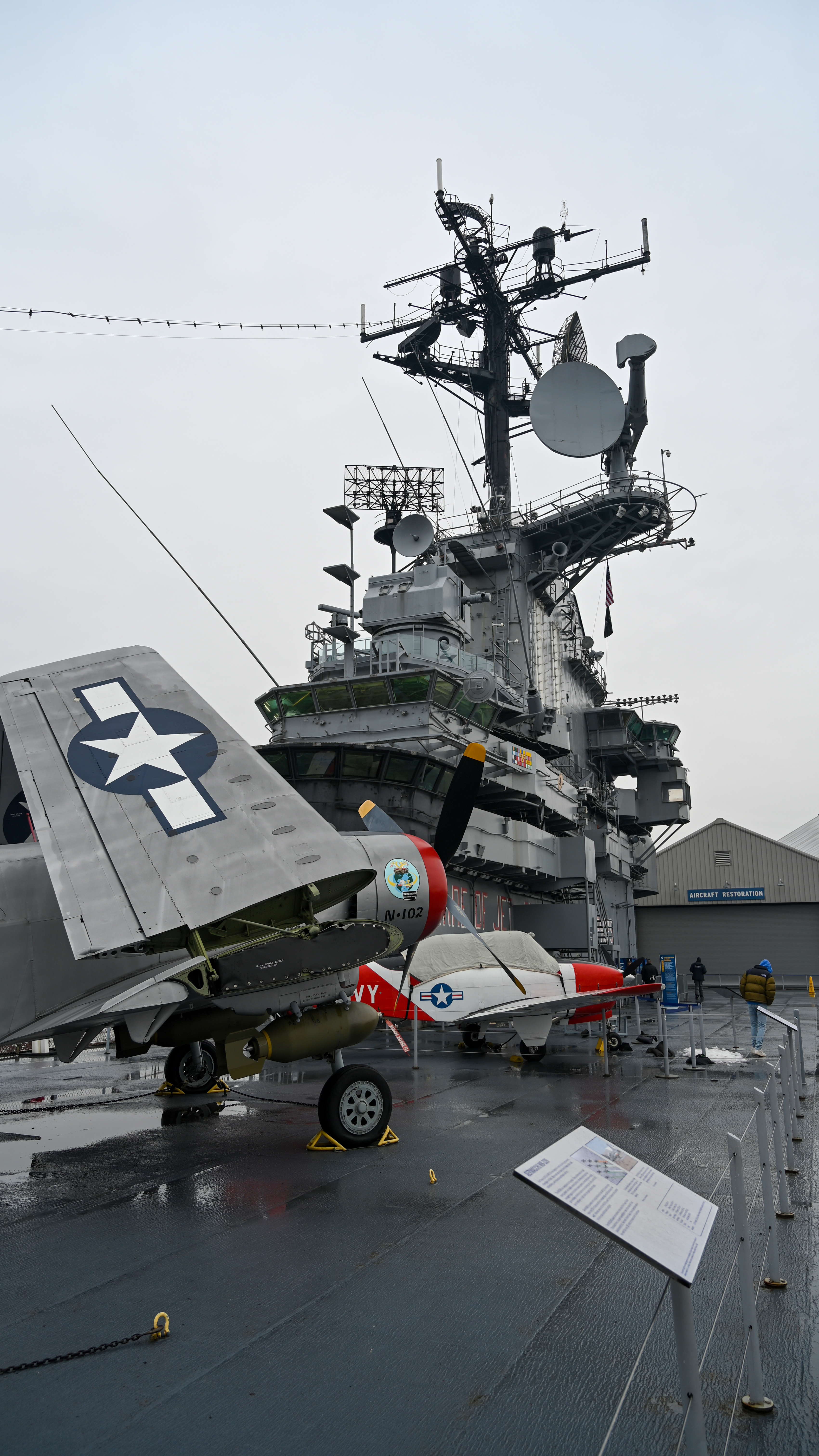 The aircraft on static display span all eras of the ship’s service.