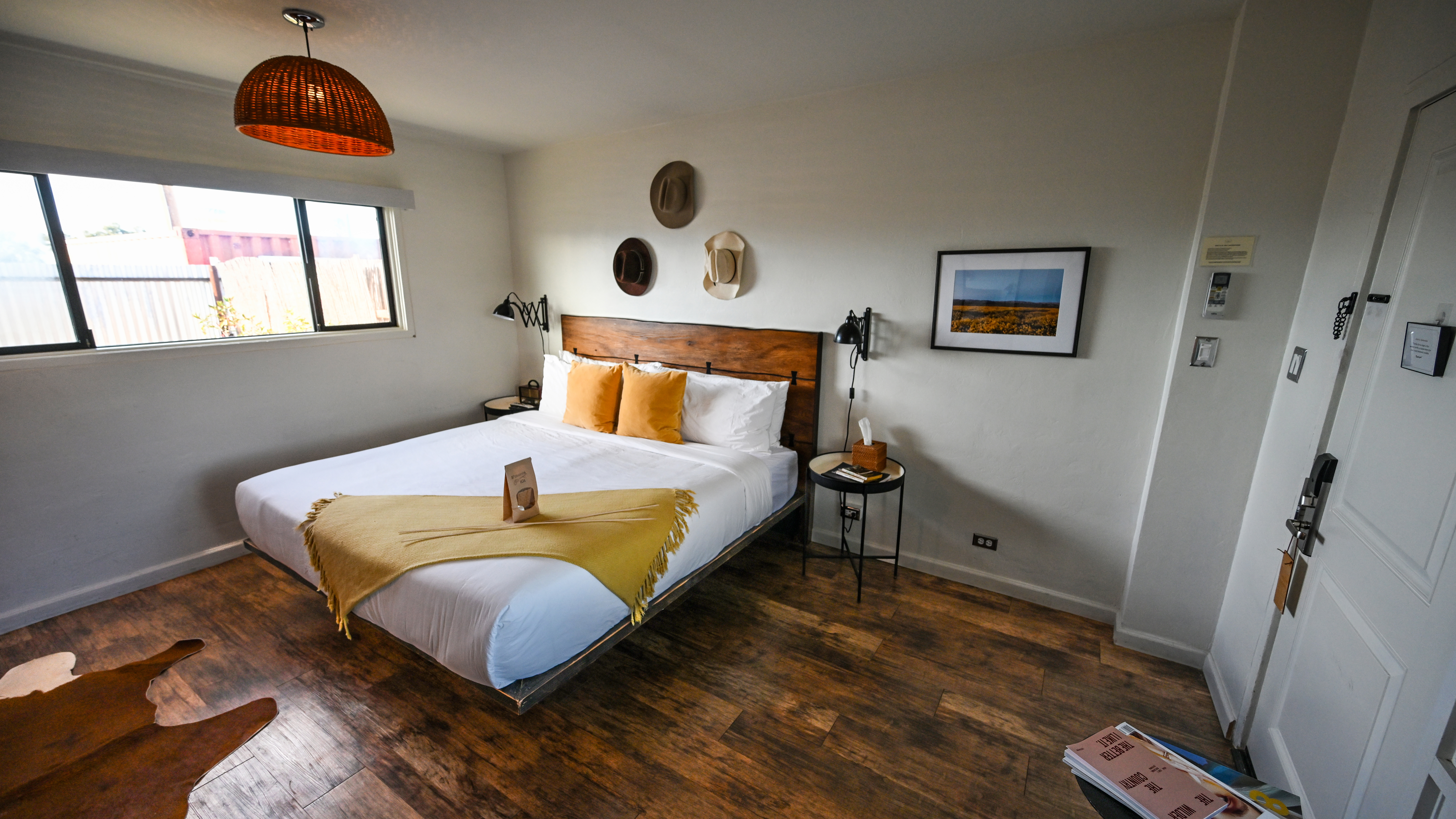 Each room at Cuyama Buckhorn follows a Western theme, complete with cowboy hats and a s’mores kit for the fire pit.
