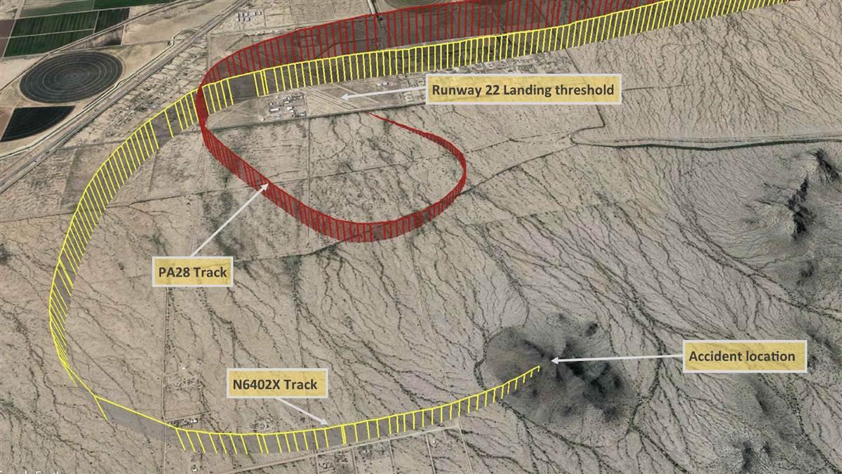 The Piper’s route follows a standard pattern—the accident airplane’s does not.