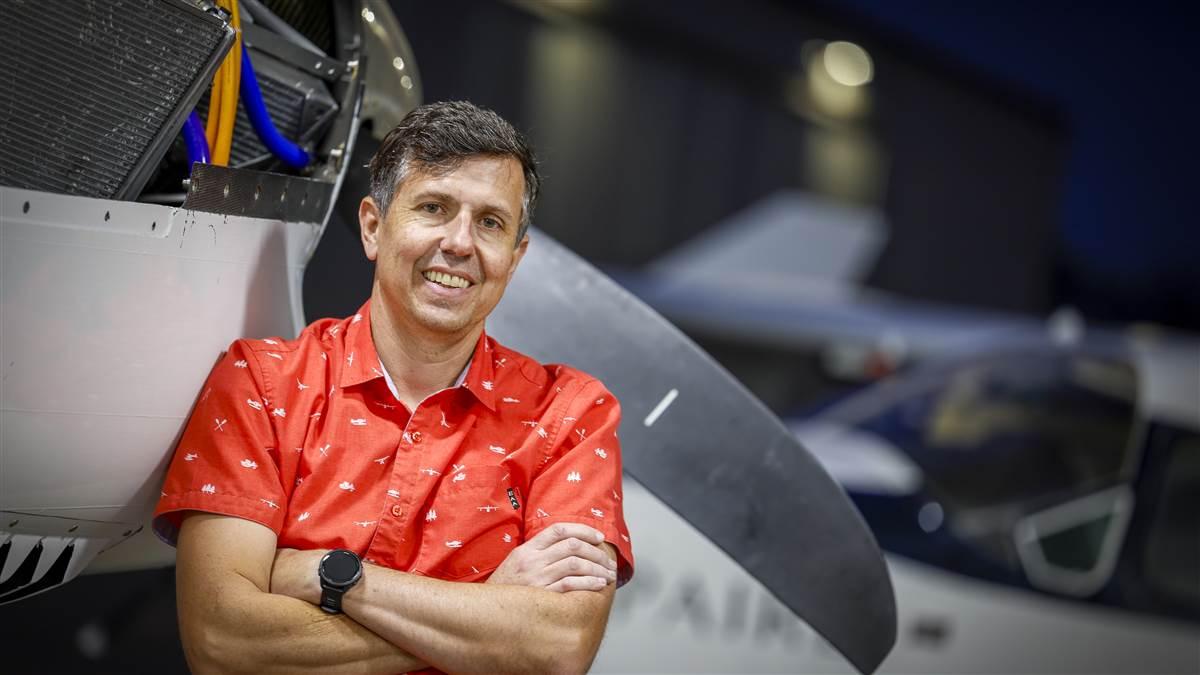 Test pilot Justin Gillen says his favorite part of the job is flying, of course. Test pilot Justin Gillen says his favorite part of the job is flying, of course.