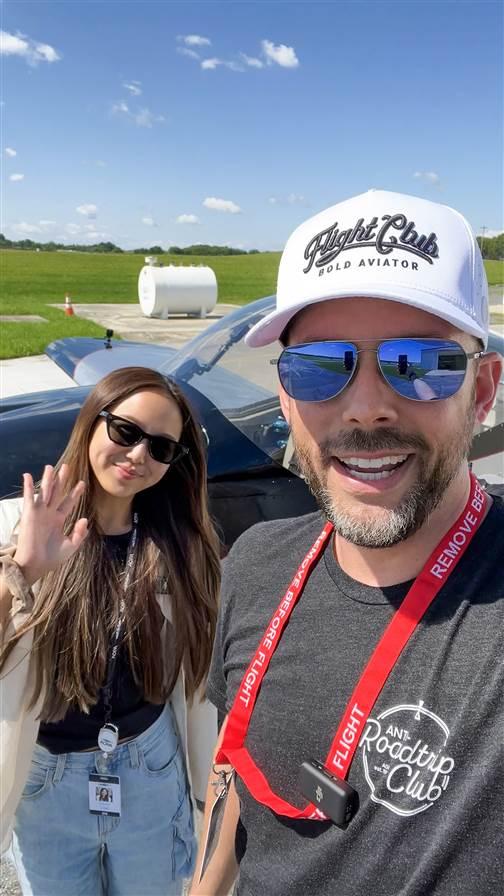First flight; Irene Lee, AOPA social media marketer, takes her first flight in a general aviation aircraft. Flying in a Van's RV–12 with social media manager Erick Webb, they fly over the Frederick, Maryland, area.; @erick_webb