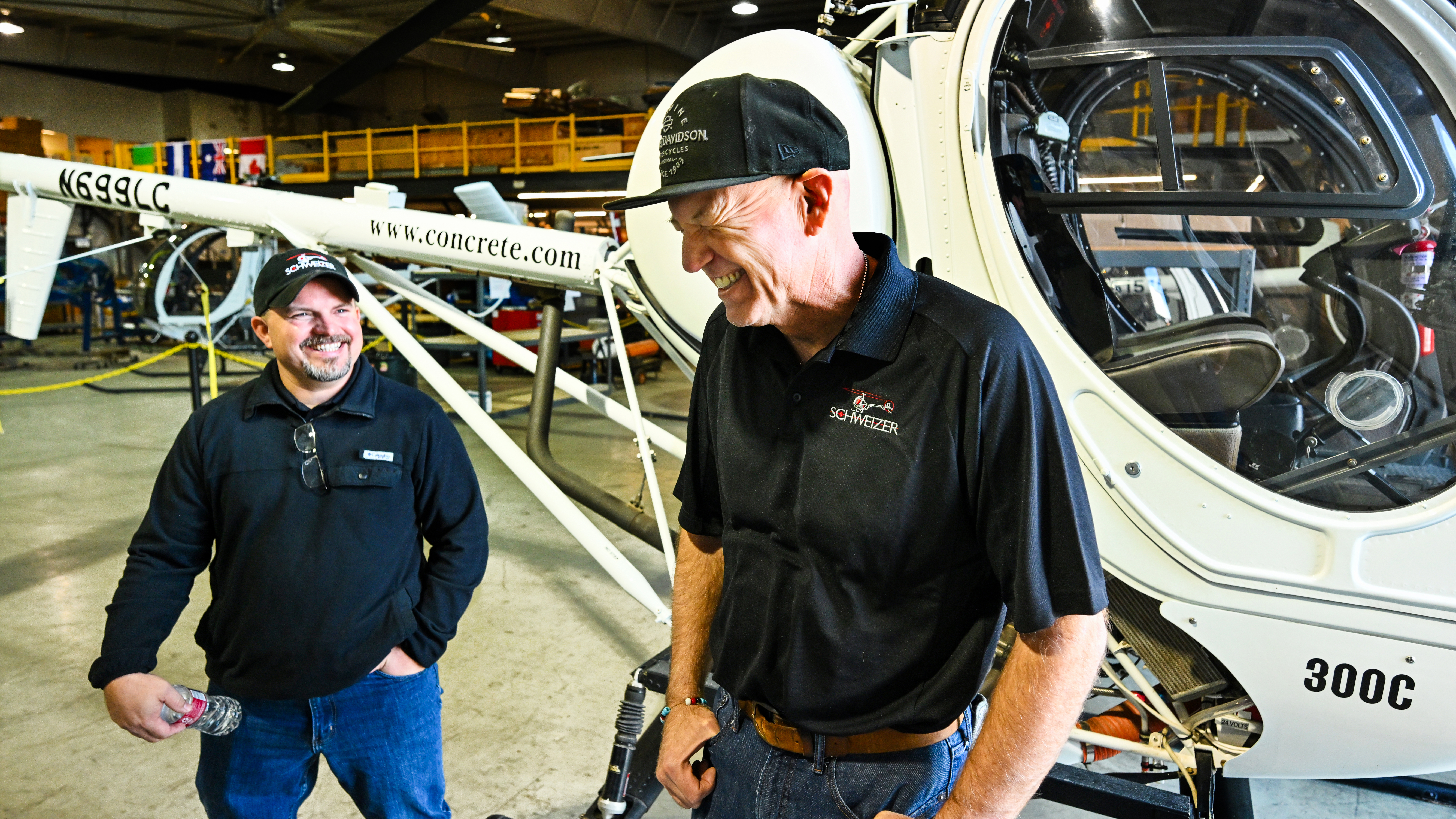 Schweizer Chief Pilot Michal Birdsell (left) and Schweizer President and CEO David Horton. 