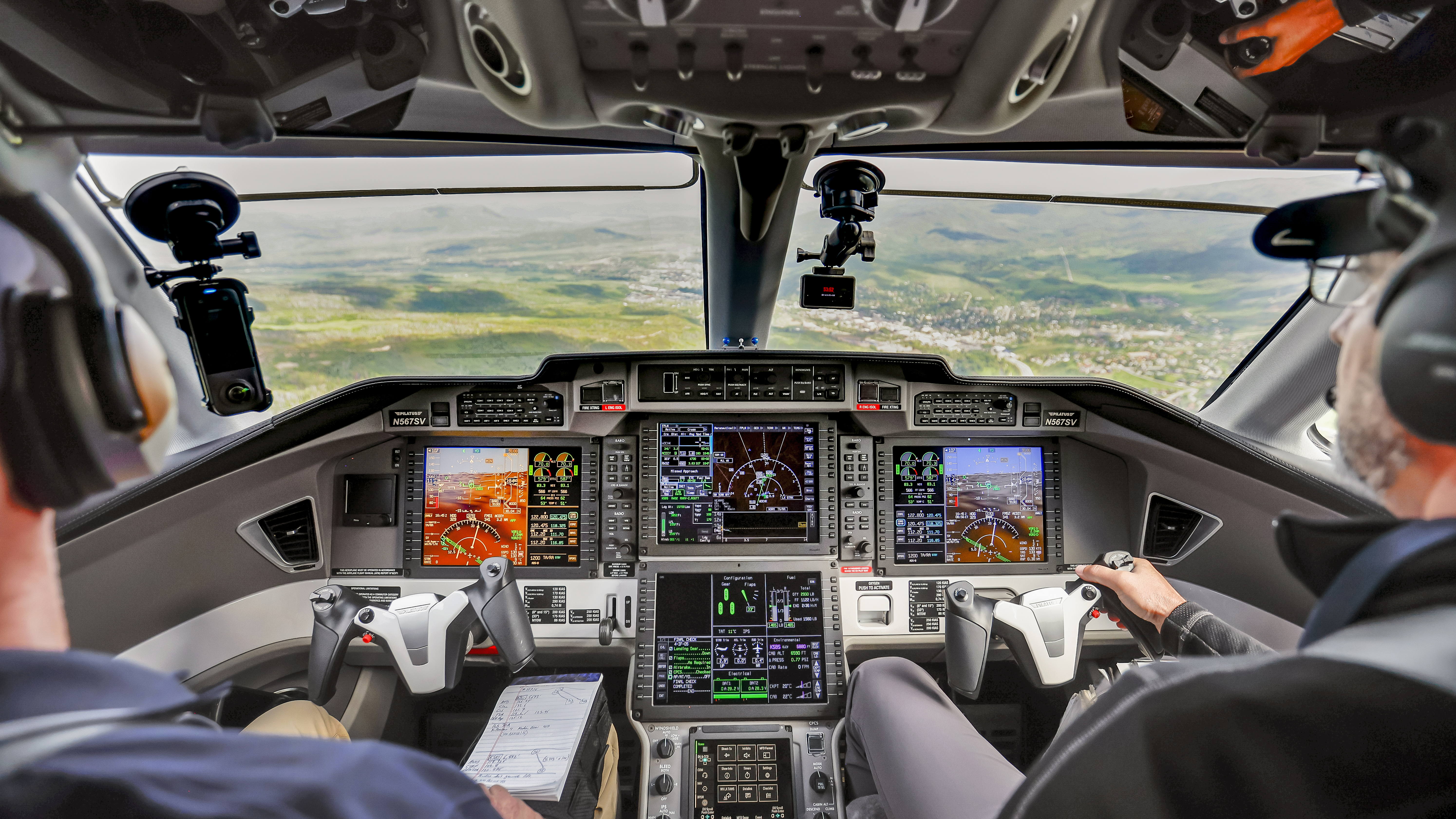 Brian Mead, a Pilatus demonstration pilot, hand flies the final segment of a visual approach at Steamboat Springs, Colorado, where jets this large seldom go.