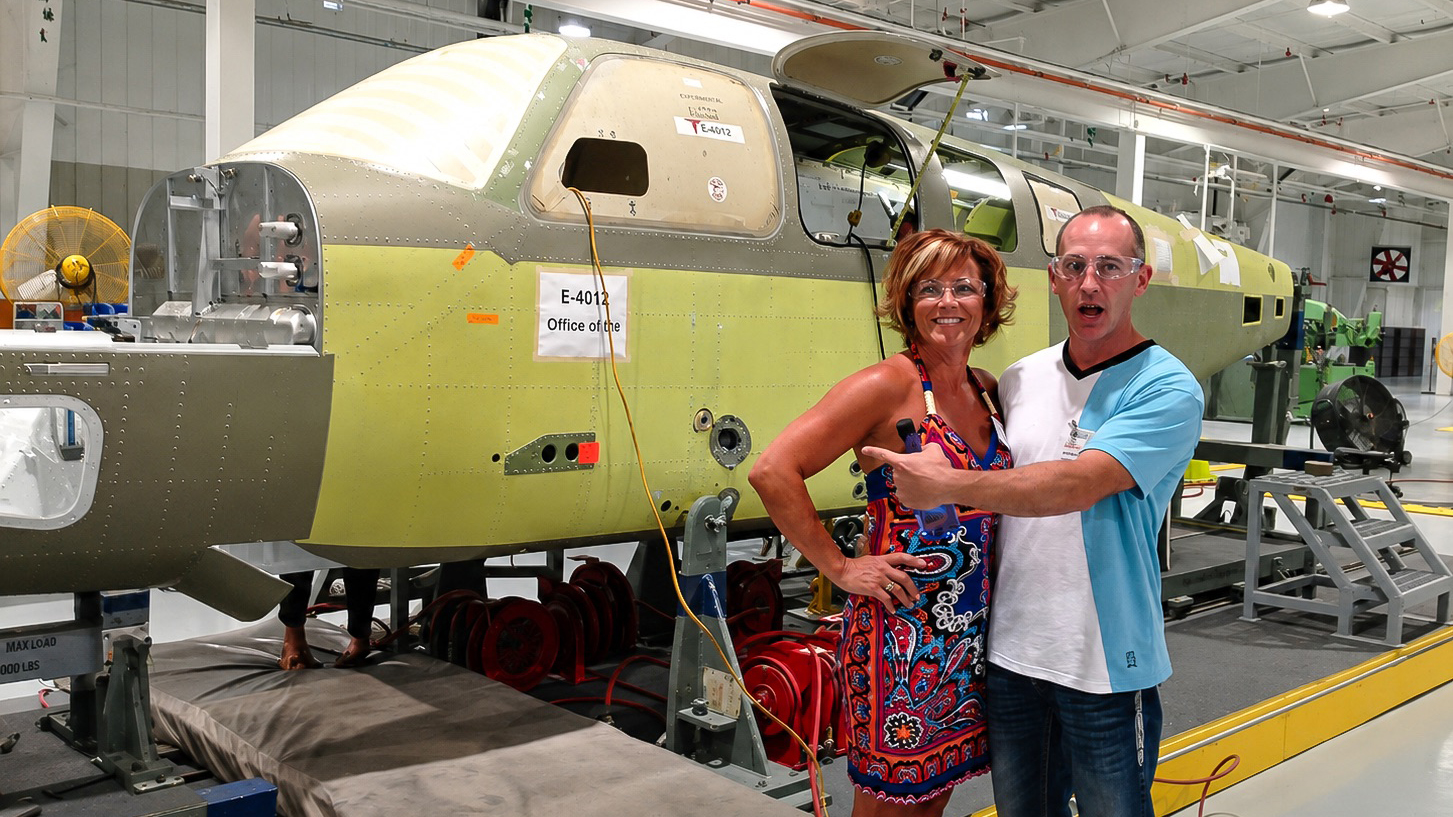 Jeannie and Matt Mitchell toured the Beechcraft factory before purchasing the jet. Photo courtesy of Steve Puppe