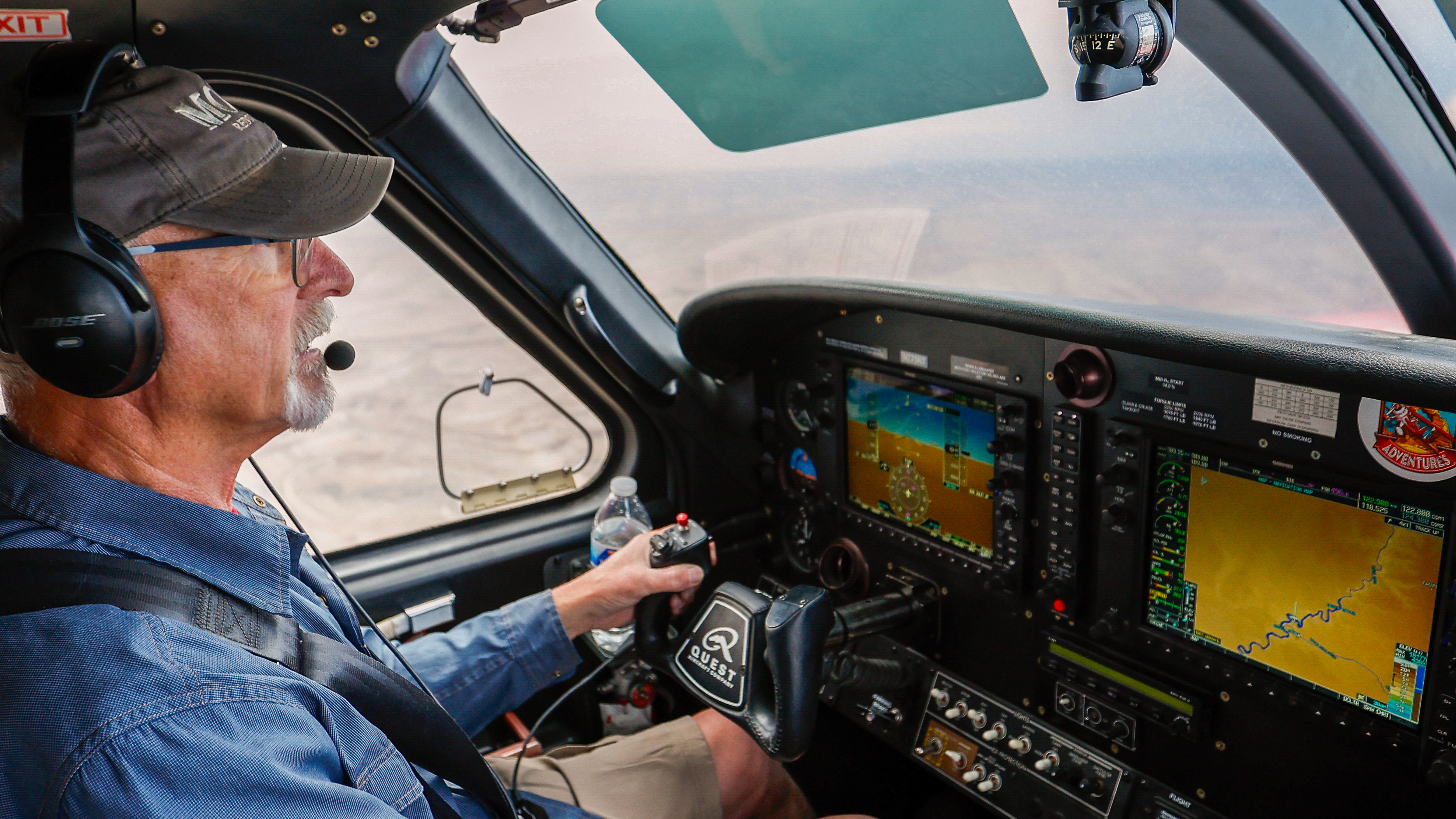 Wheeler pilots a Kodiak on the way back from Sand Wash. 